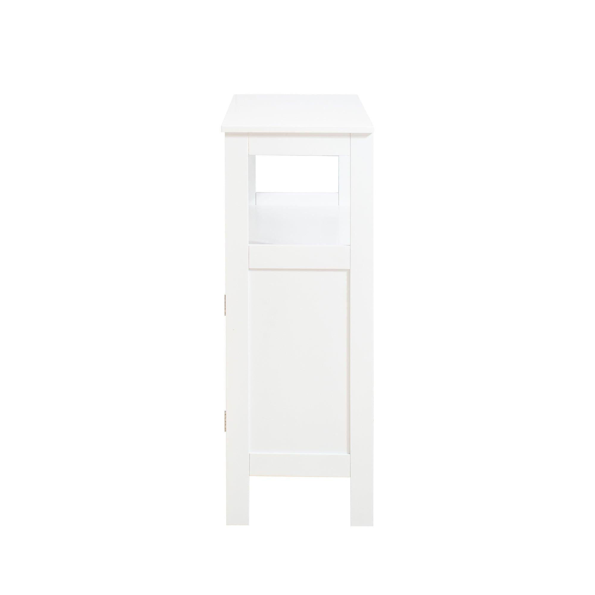 FloorStorage Cabinet, Wooden FreeStandingStorage Organizer with 2 Doors and Shelves for Bathroom, living Room, White