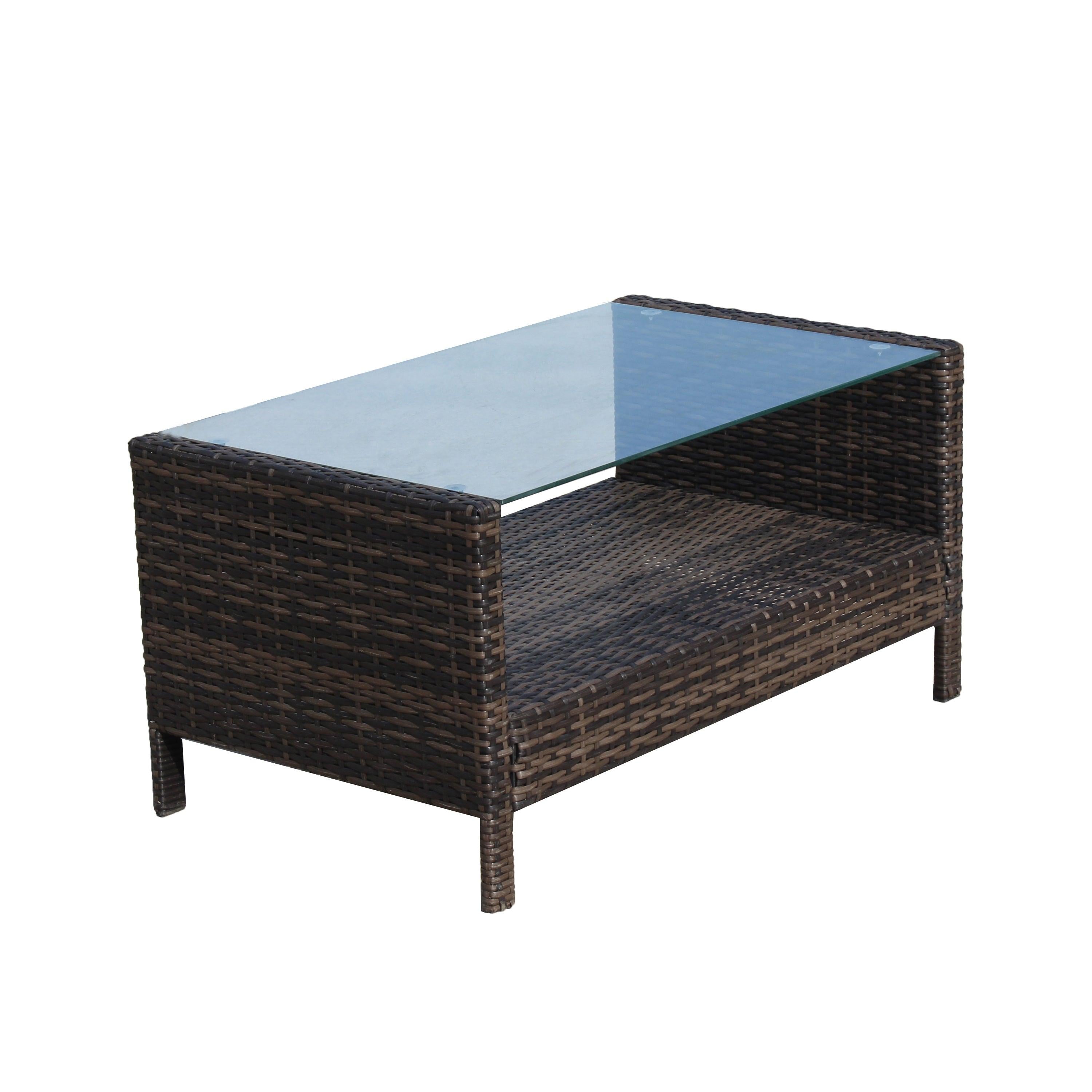 Outdoor patio Furniture  Coffee Table with clear tempered glass