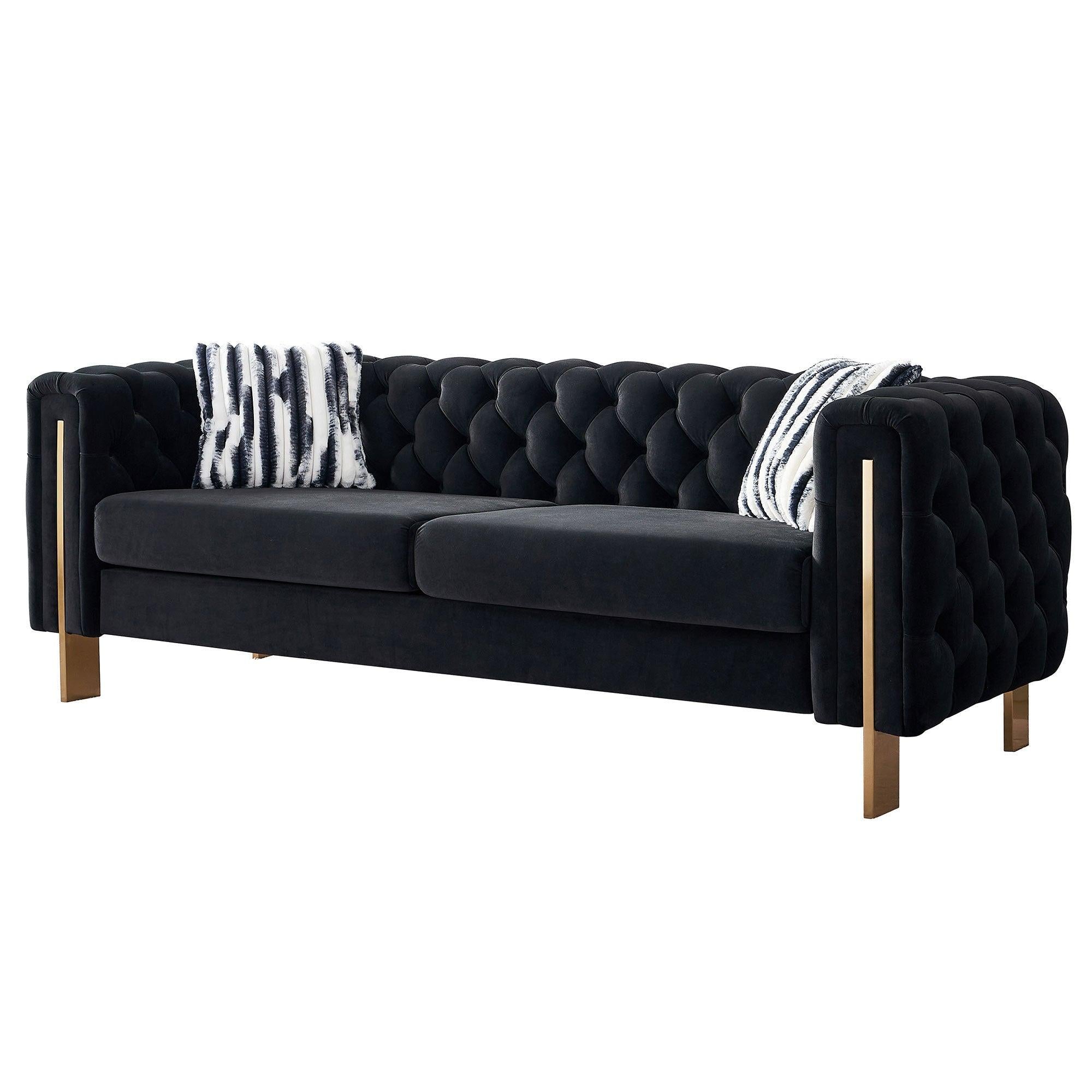 Modern velvet sofa BLACK color