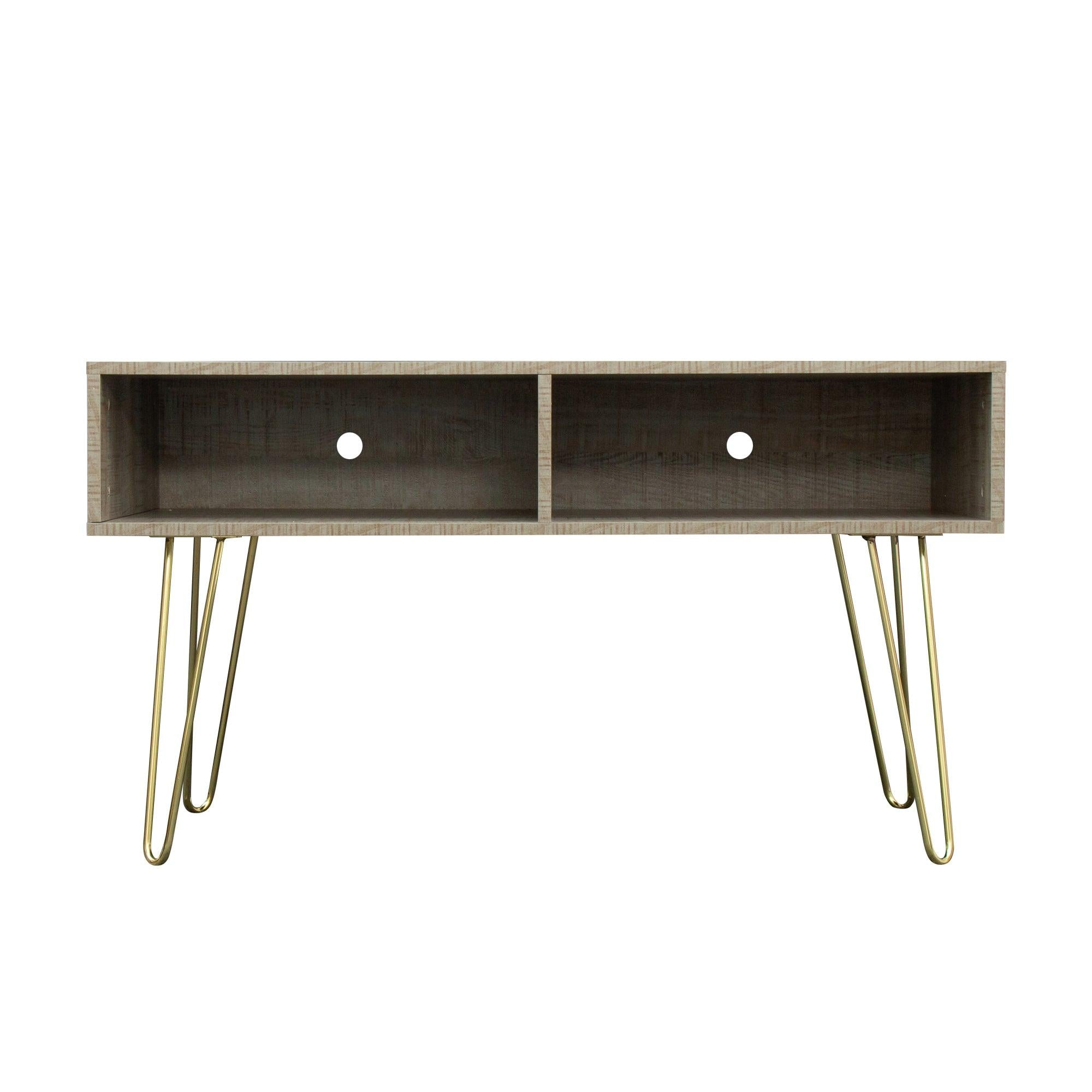 Modern Design TV stand stable Metal Legs  with 2 open shelves to put TV, DVD, router, books, and small ornaments,Grey