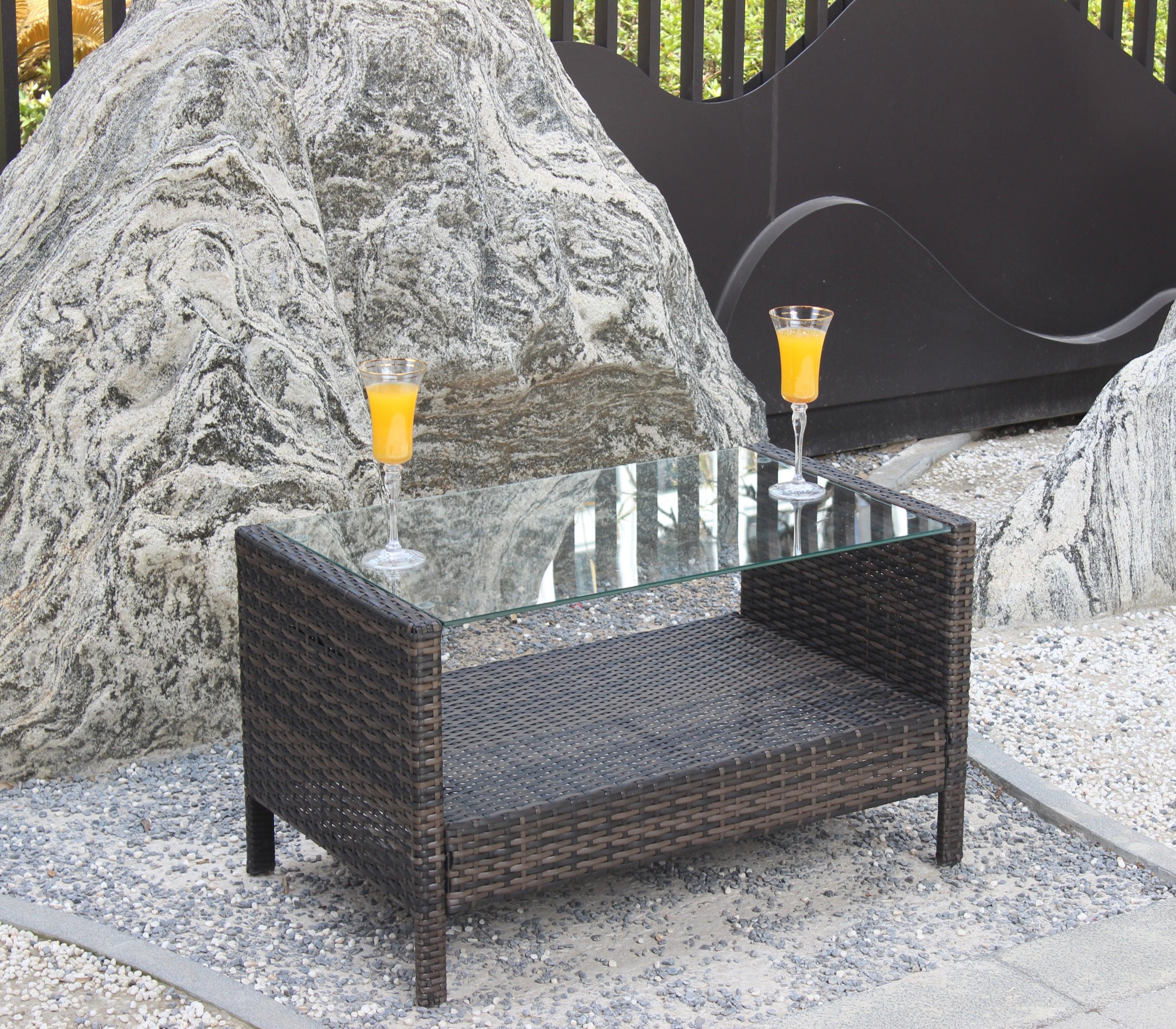 Outdoor patio Furniture  Coffee Table with clear tempered glass