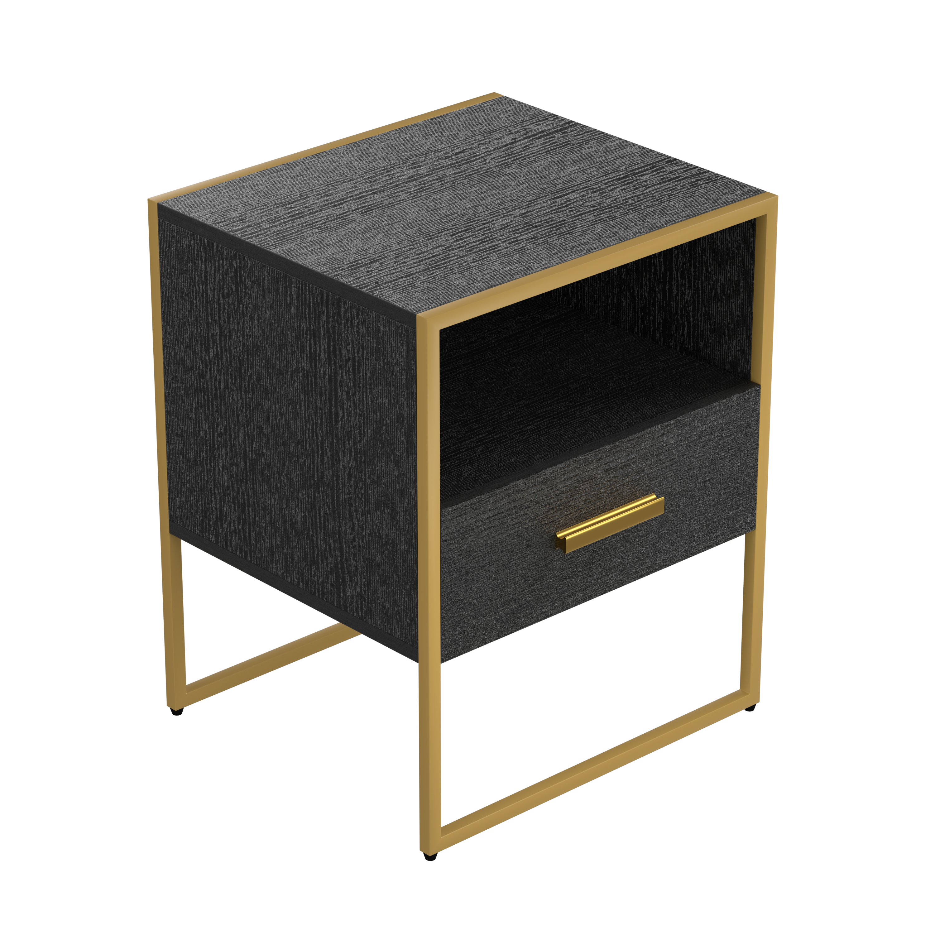 UpdateModern Nightstand with 1Drawers, Suitable for Bedroom/Living Room/Side Table (ld and Black ) image