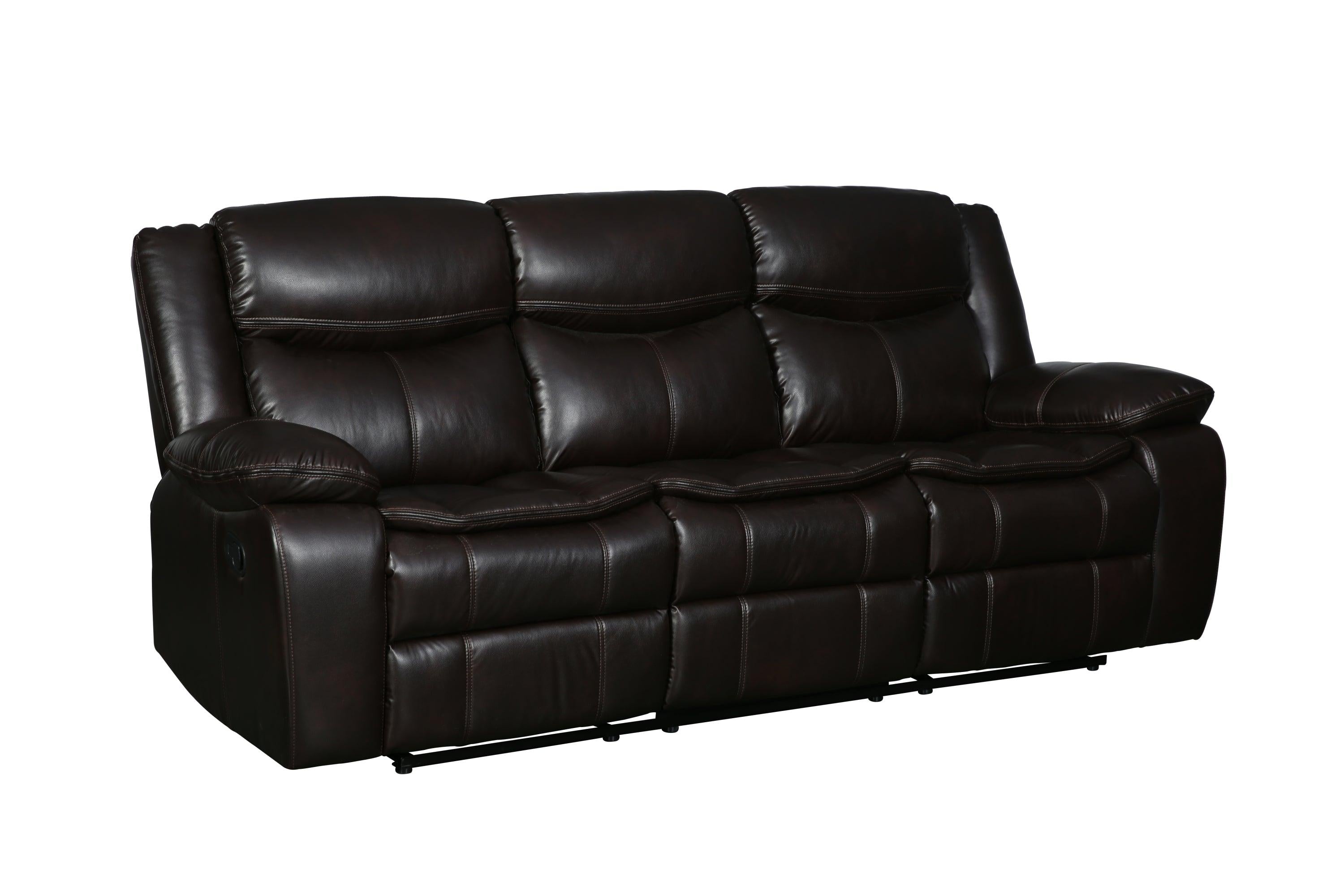 Global United Transitional Leather-Air Reclining Sofa