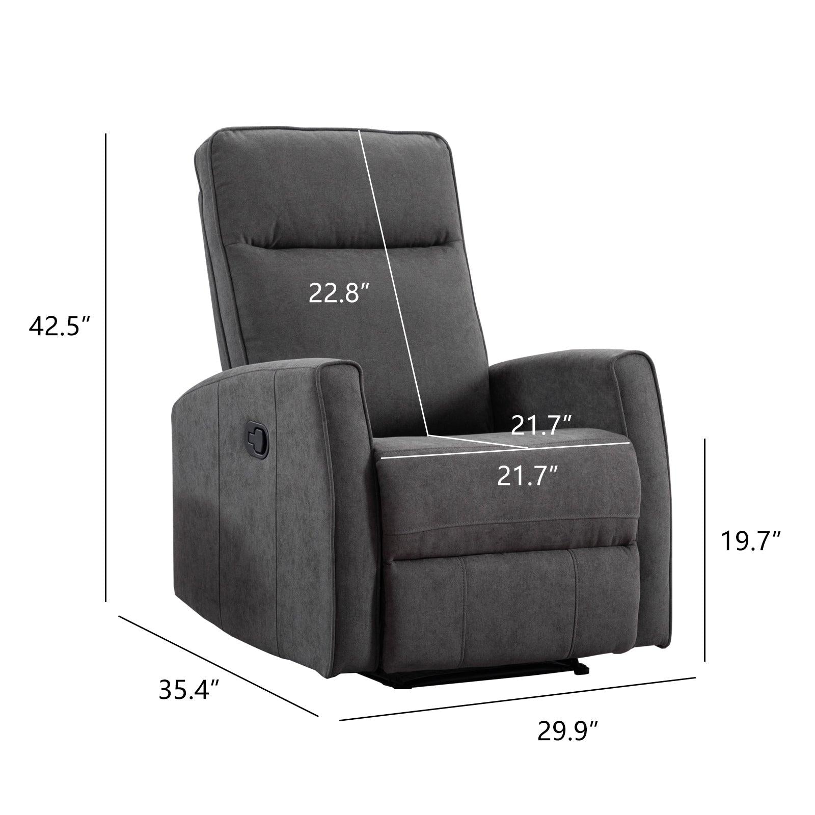 Minimalism Style Manual Recliner, Classic Single Chair, Small Sofa for Living Room&Bed Room, Dark Grey