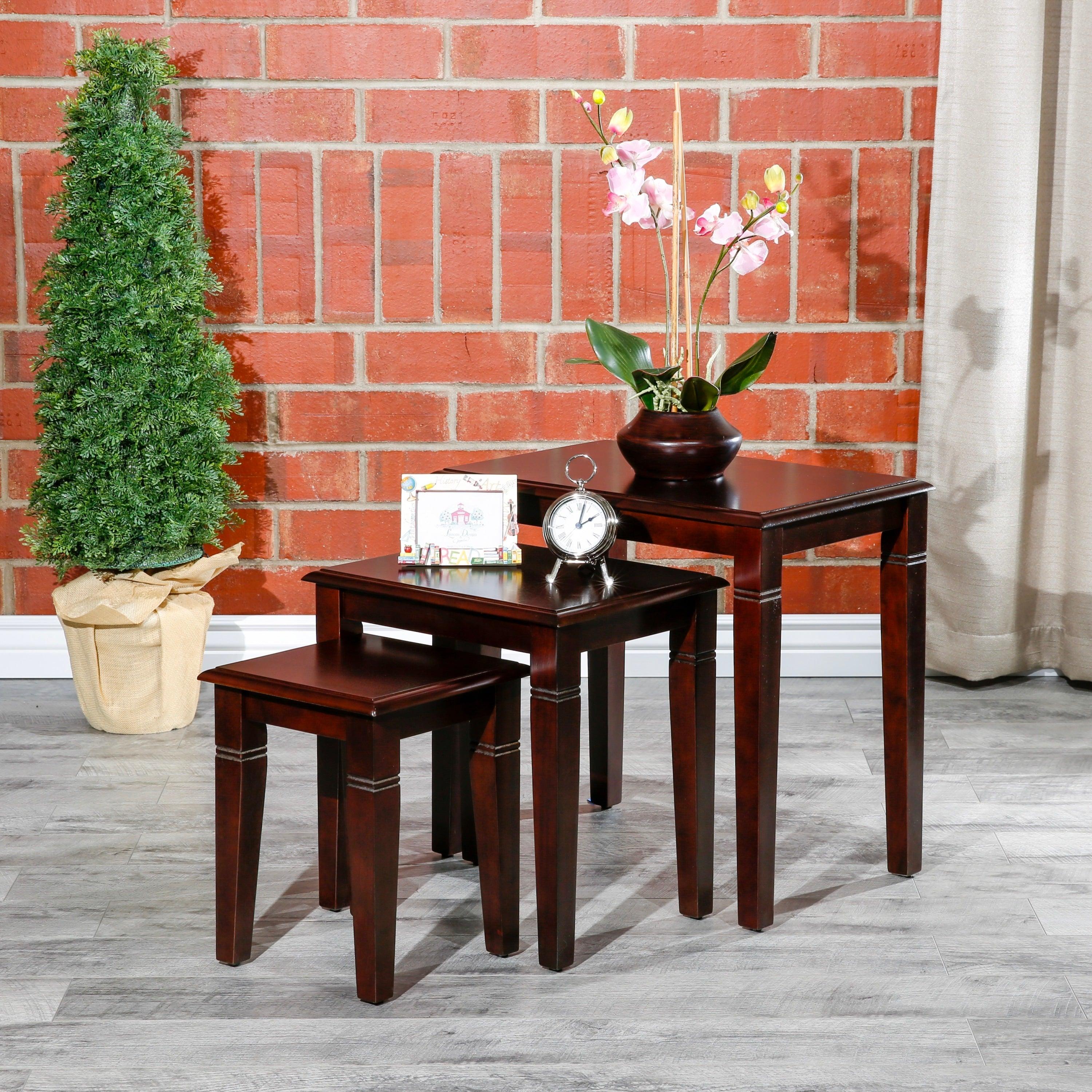 3-Piece Nesting Table Set, Dark Brown