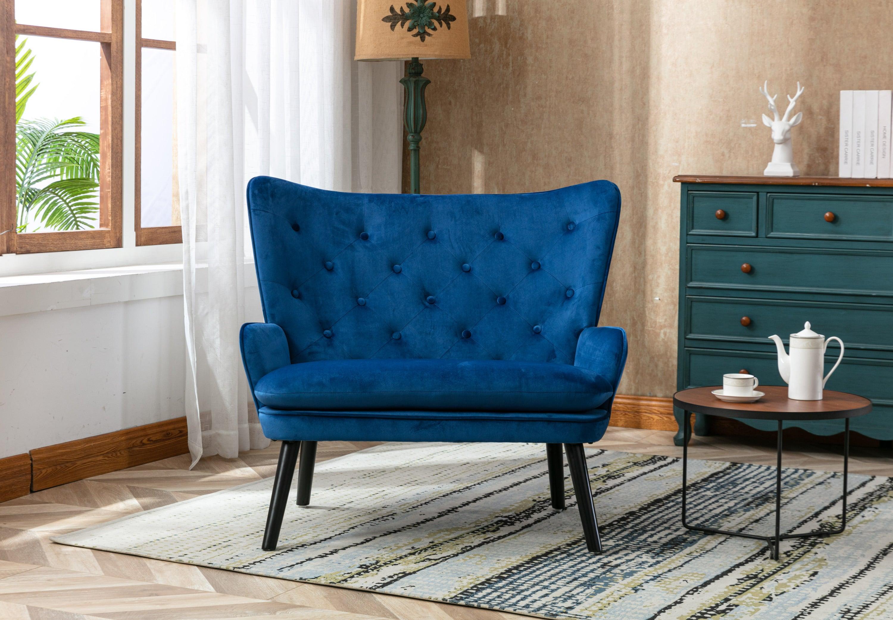 High Back Accent Chair .Comfortable Loveseat Fabric Padded Seat .Modern High Back Arm-sofa