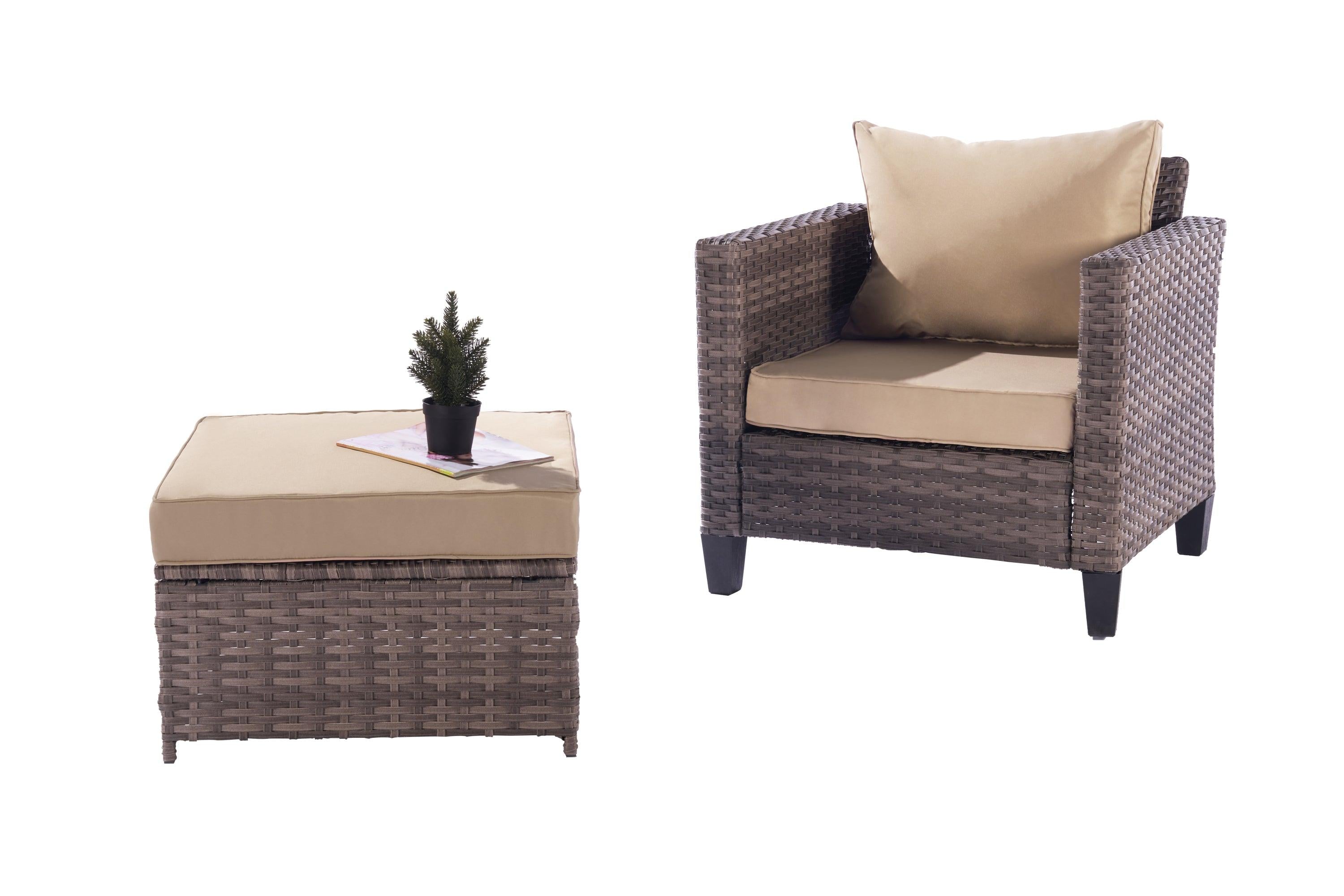 Outdoor 5 pcs rattan wicker Furniture Outdoor Rattan Furniture Sofa And Table Set  Gray rattan