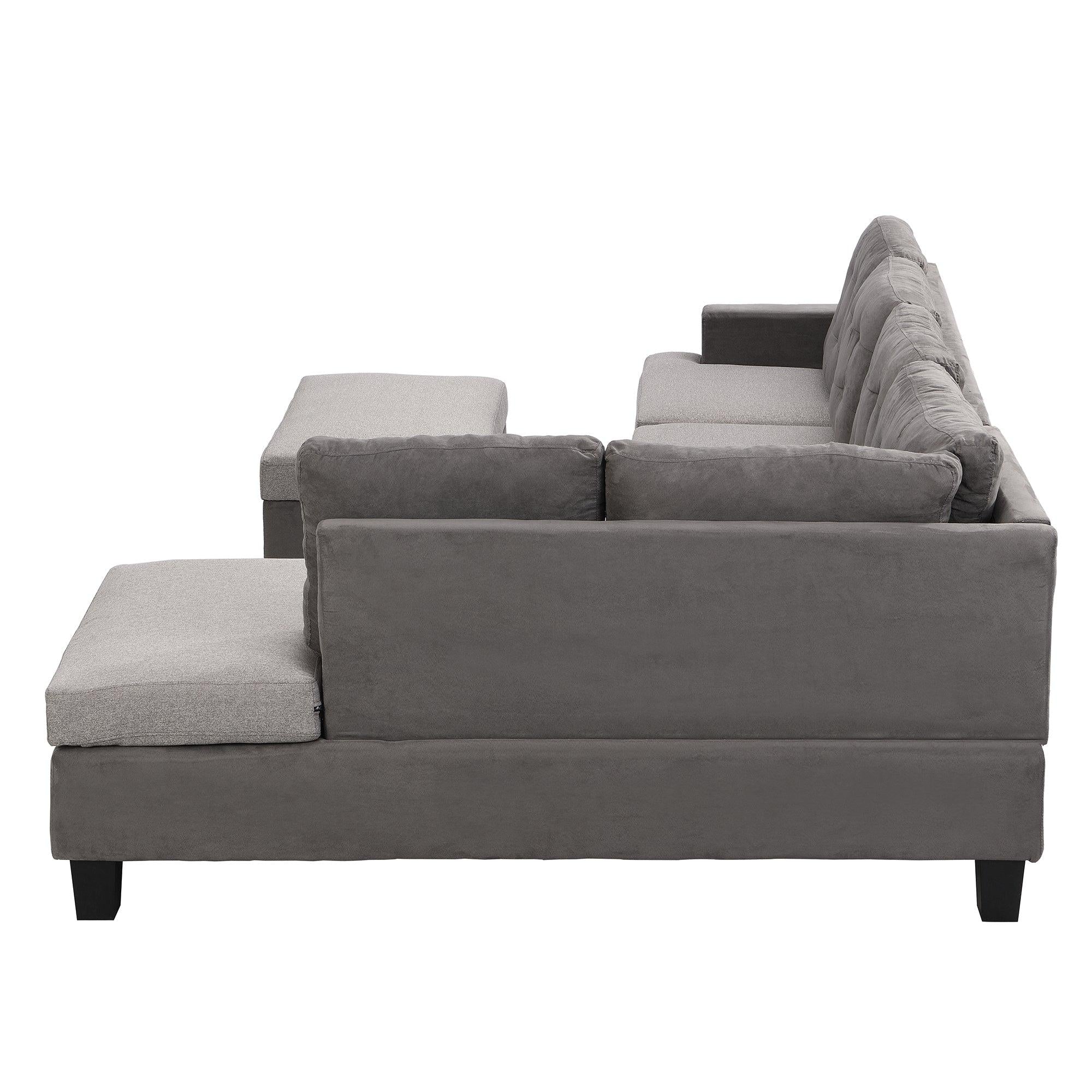 Sofa Set  for Living Room with Chaise Lounge andStorage Ottoman Living Room Furniture  Gray