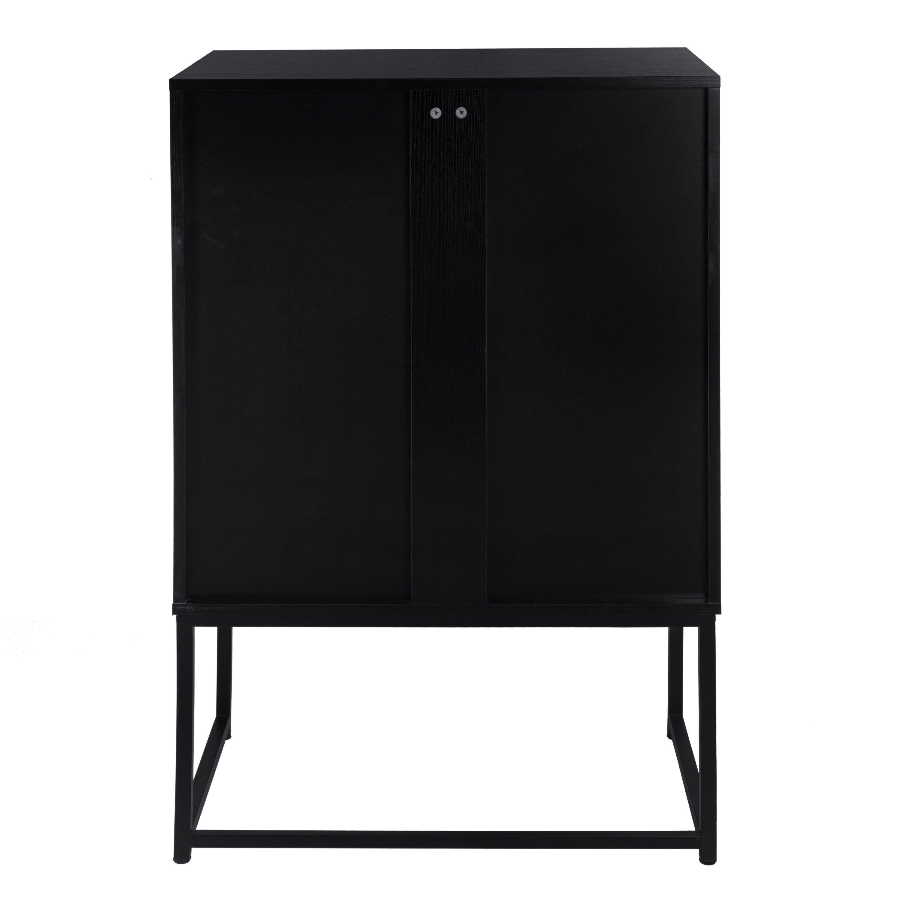 2 door cabinet,Runway-shaped leatherette finish,Embossed texture