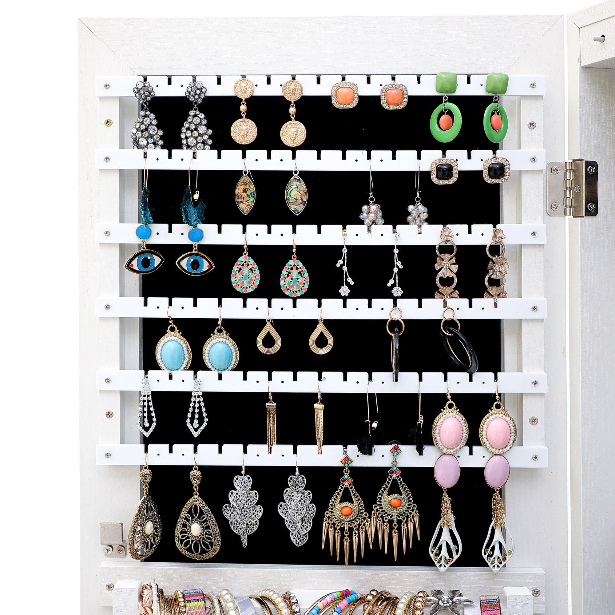 Fashion Simple JewelryStorage Mirror Cabinet With LED Lights Can Be Hung On The Door Or Wall