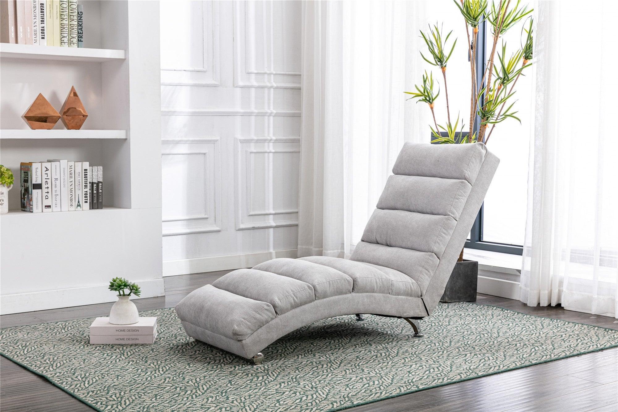 Linen Chaise Lounge Indoor Chair,Modern Long Lounger for Office or Living Room