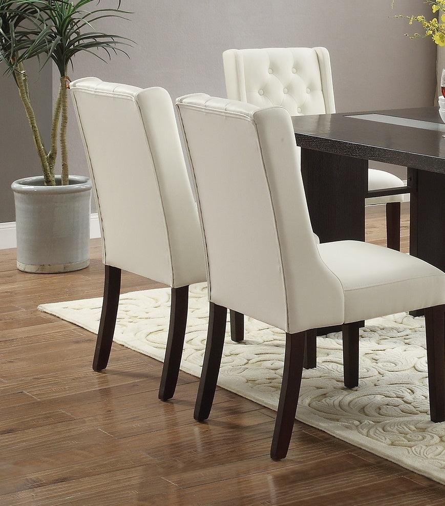 Modern Faux Leather White Tufted Set of 2 Chairs Dining Seat Chair