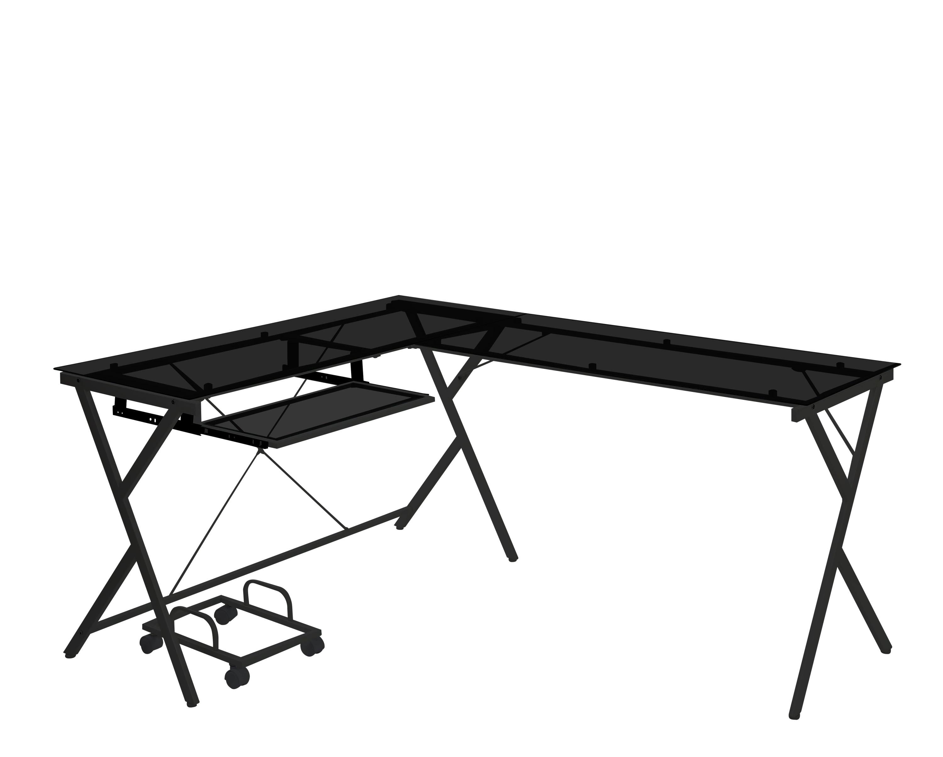 ACME Dazenus Computer Desk in Black Glass & Black Finish OF00046