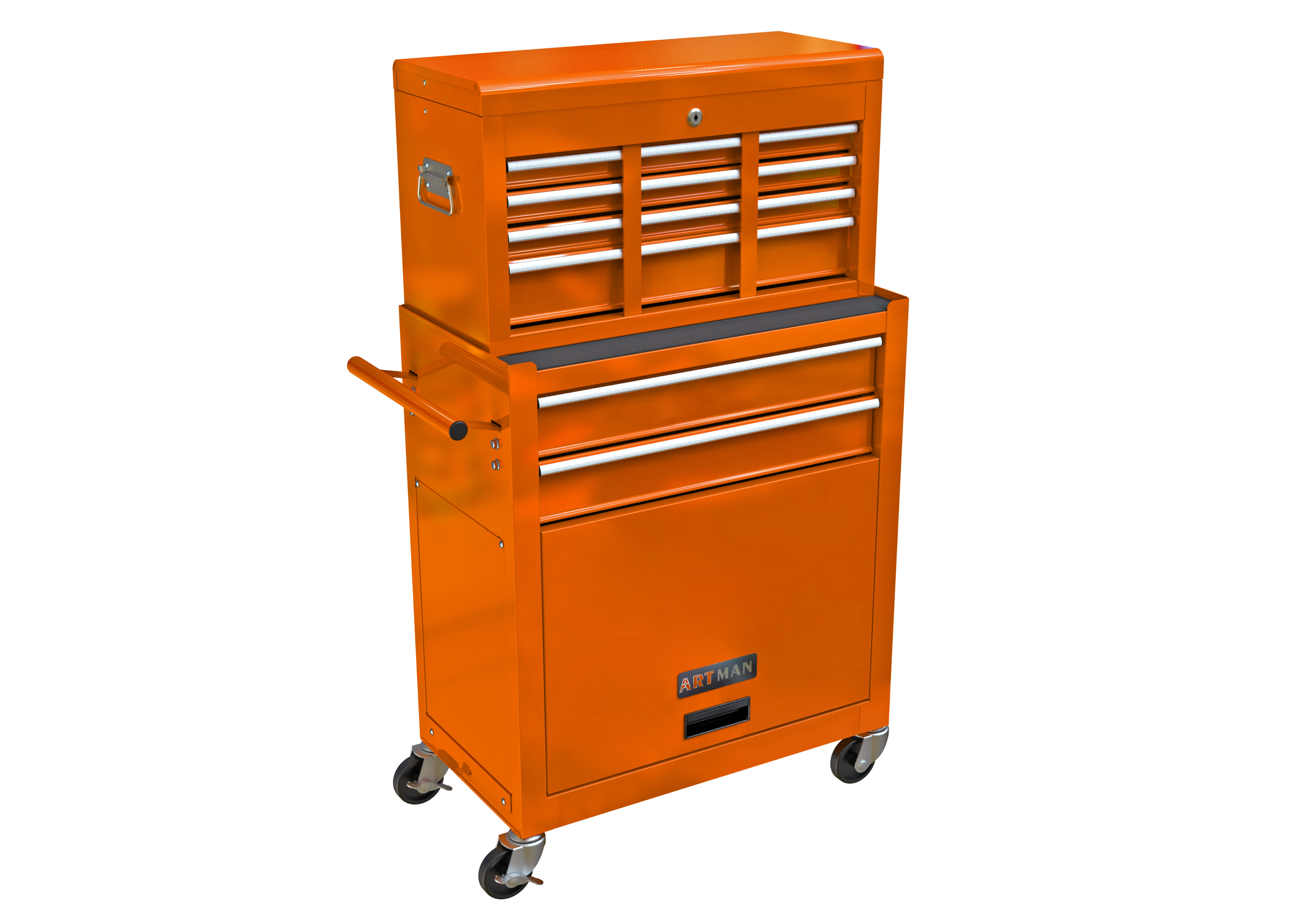 High Capacity Rolling Tool Chest with Wheels and Drawers, 8-Drawer ToolStorage Cabinet--ORANGE