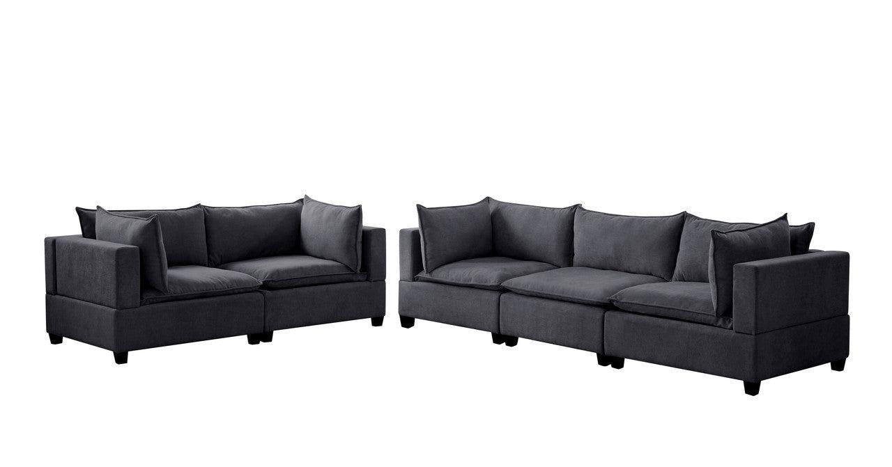 Madison Dark Gray Fabric Sofa Loveseat Living Room Set