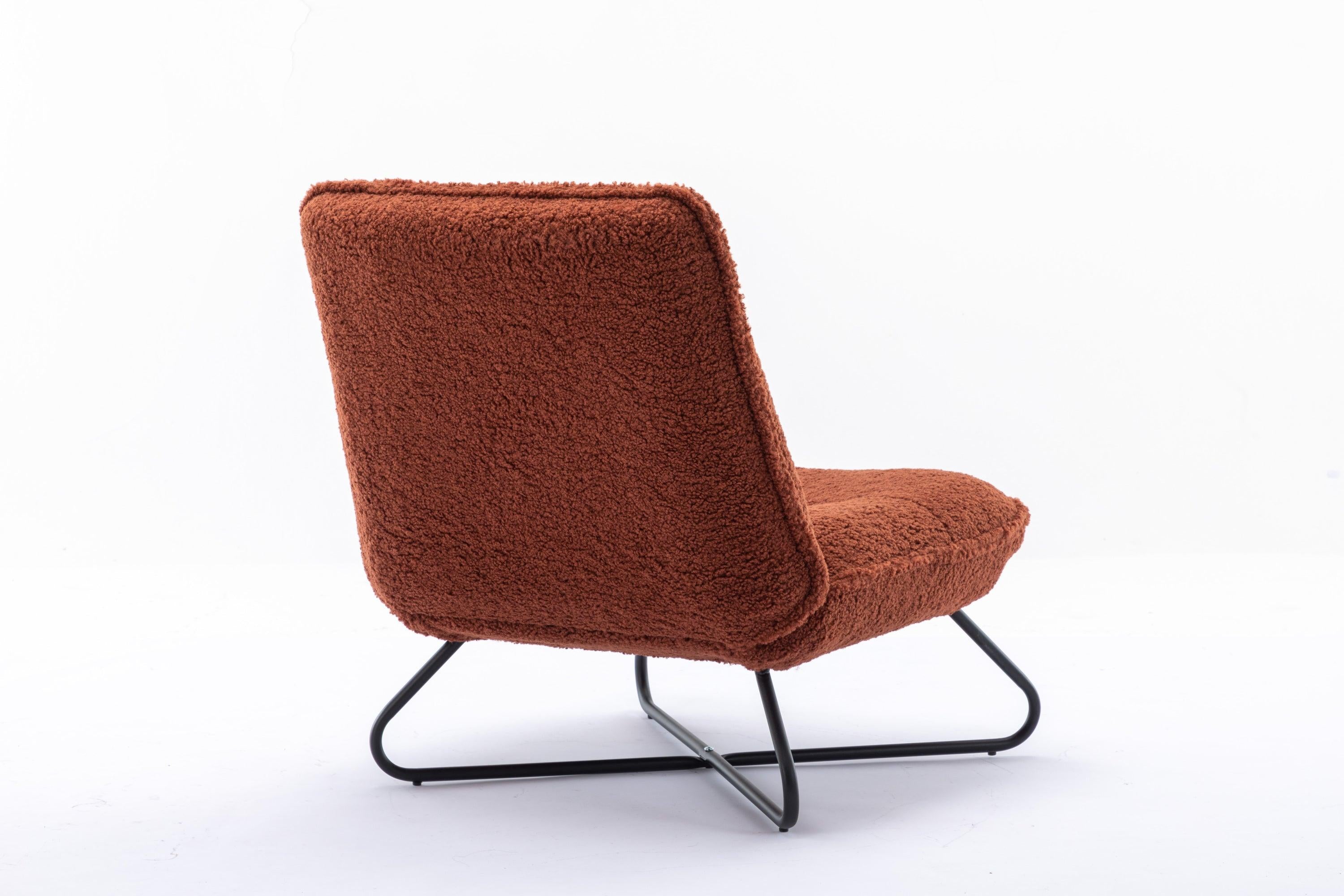 Modern Teddy Fabric Accent Armless Chair For Living room Indoor,Brown