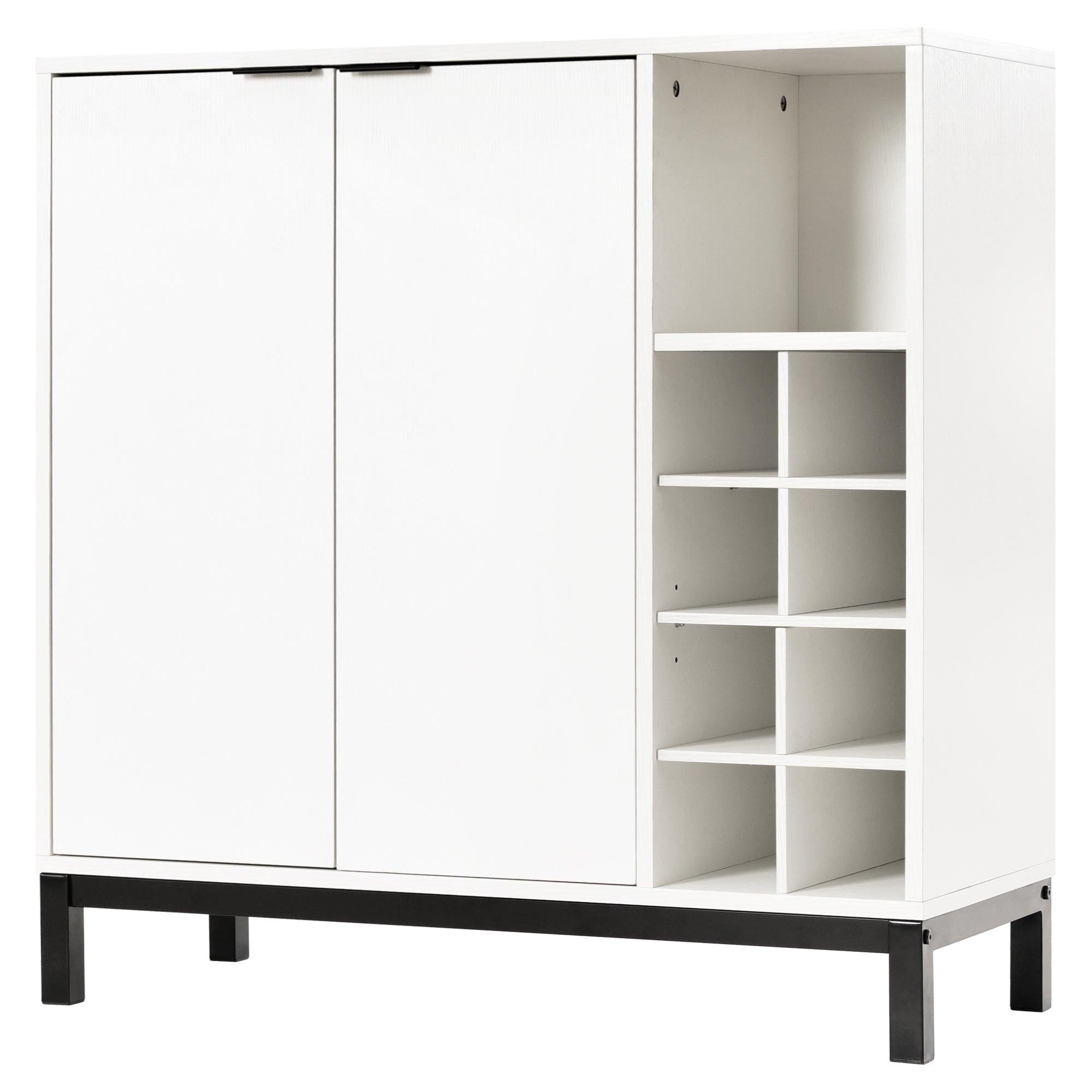 Sideboards and Buffets WithStorage Coffee Bar Cabinet Wine RacksStorage Server Dining Room Console 34 Inch（White）