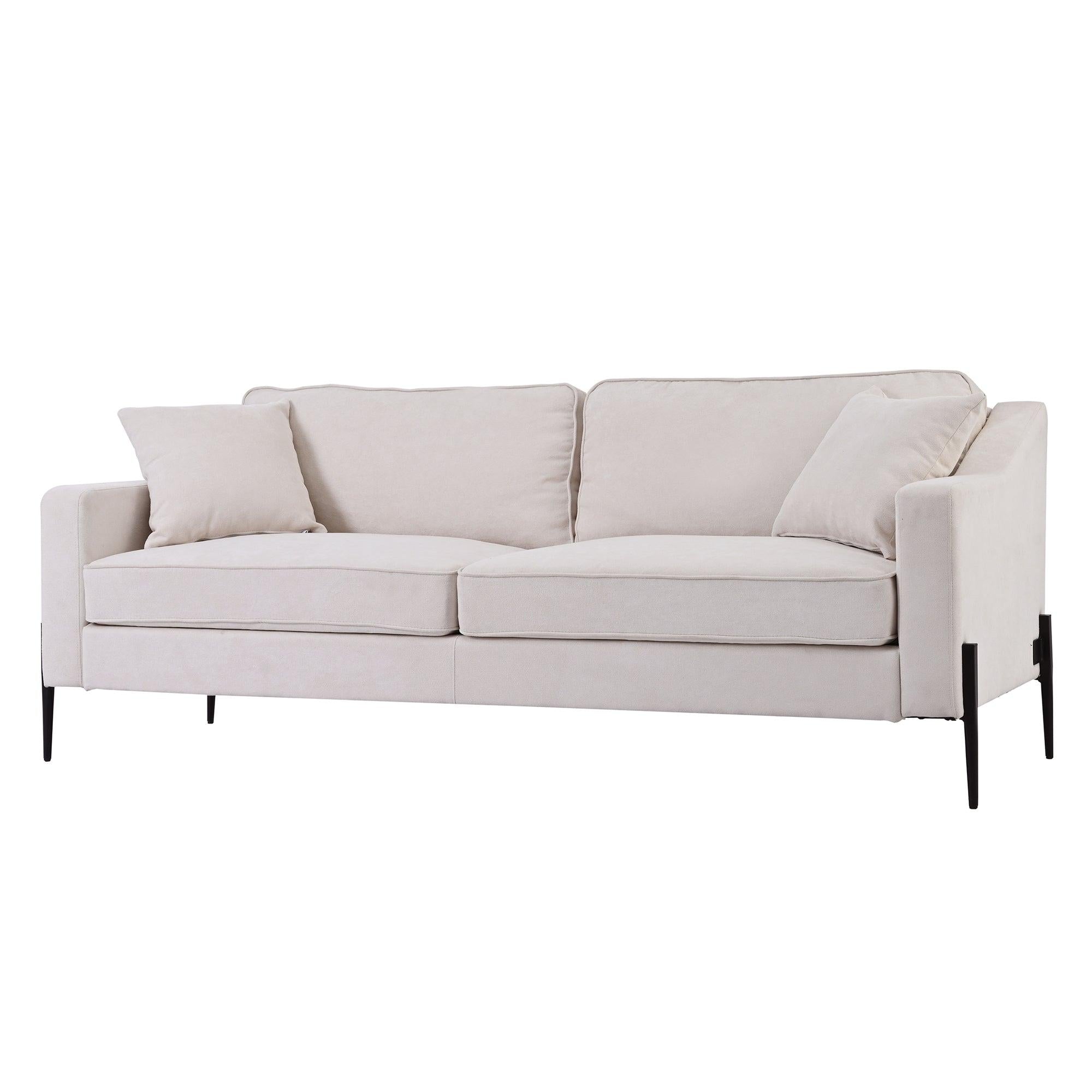 UpholsteredModern Loveseat with Metal Legs – Durable with 2 Pillows, 2-3 People Seat Capacity