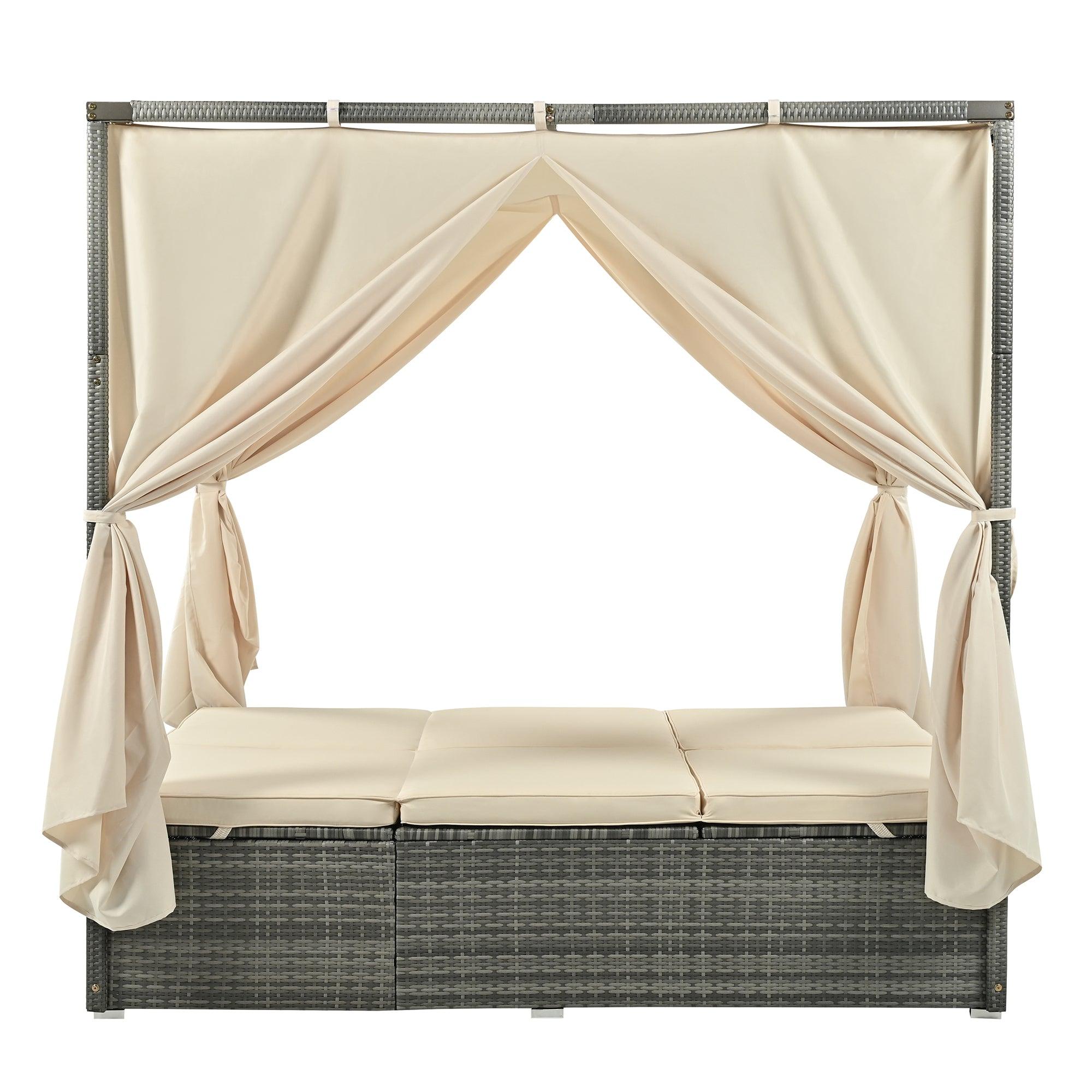 Adjustable Sun Bed With Curtain,High Comfort，With 3 Colors