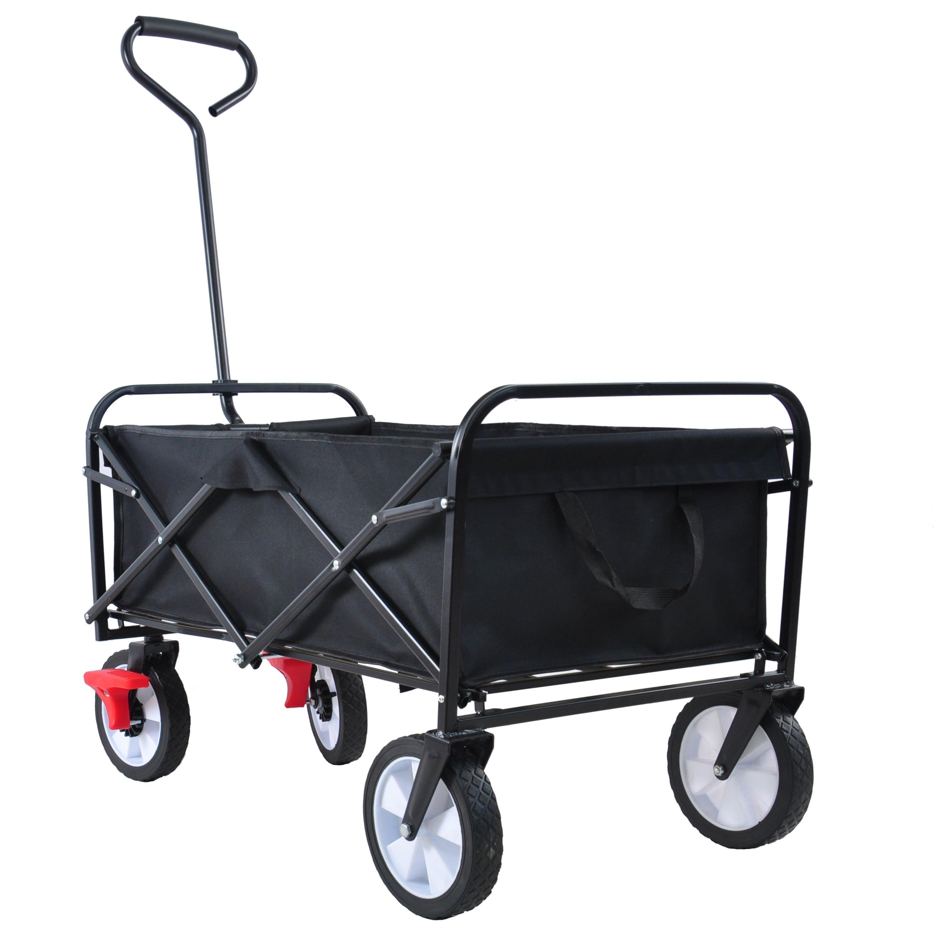 Black Folding Utility Wagon Shopping Beach Cart