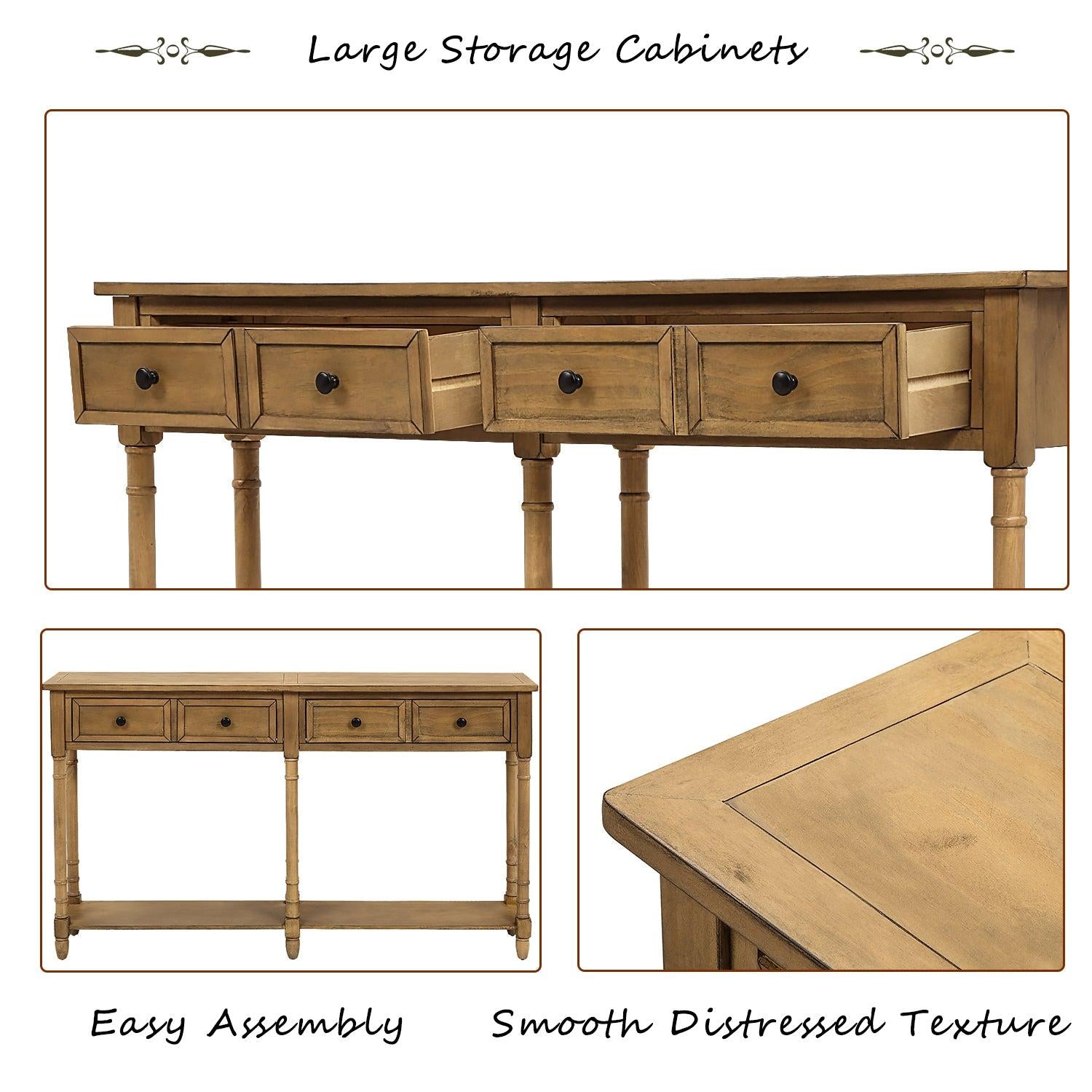 Console Table Sofa Table Easy Assembly with TwoStorage Drawers and Bottom Shelf for Living Room, Entryway (Old Pine)