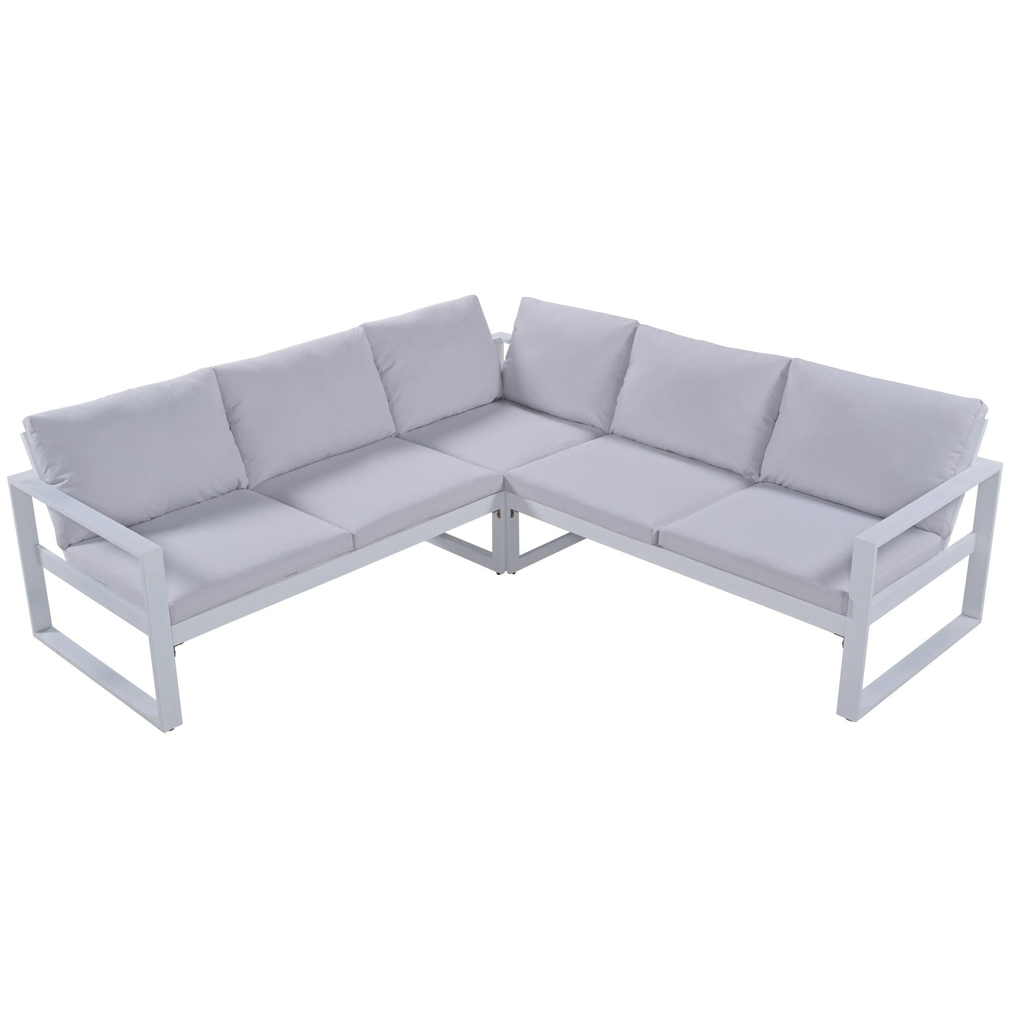 Industrial Style Outdoor Sofa Combination Set With 2 Love Sofa,1 Single Sofa,1 Table,2 Bench