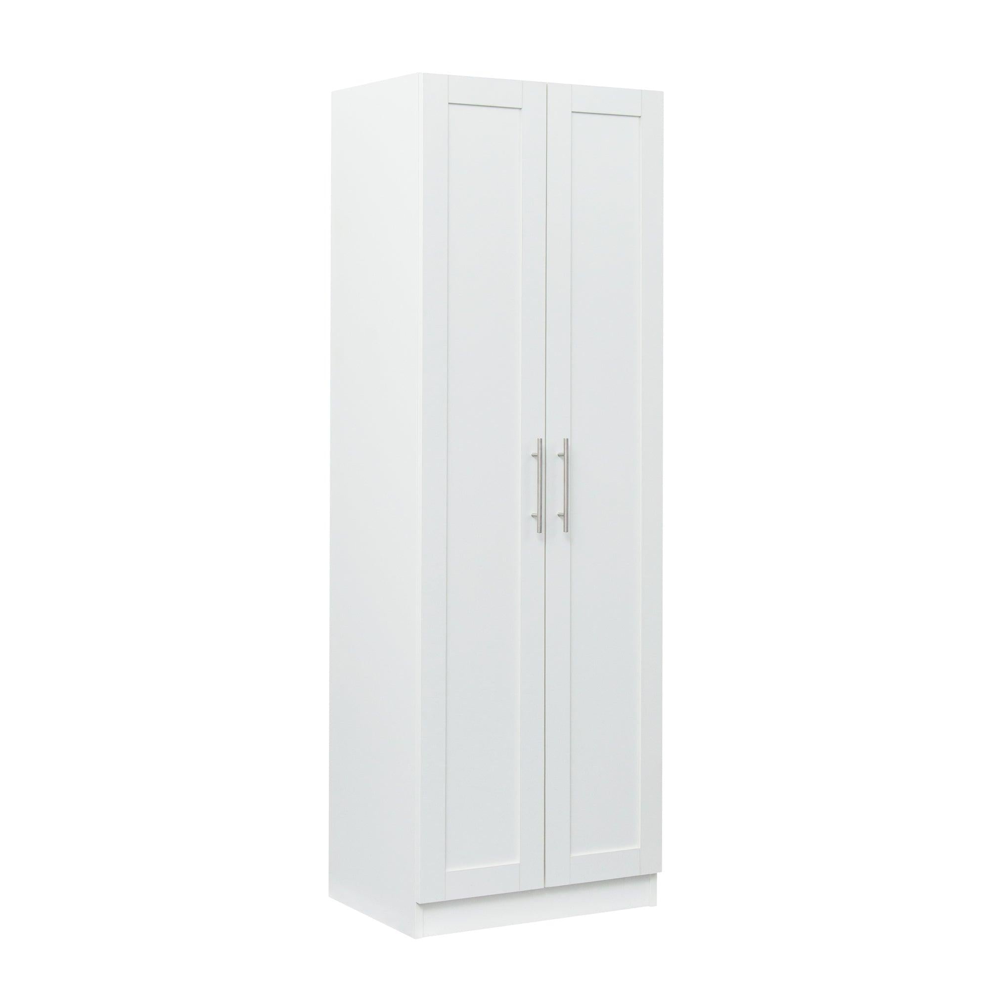 High wardrobe and kitchen cabinet with 2 doors and 3 partitions to separate 4Storage spaces, White