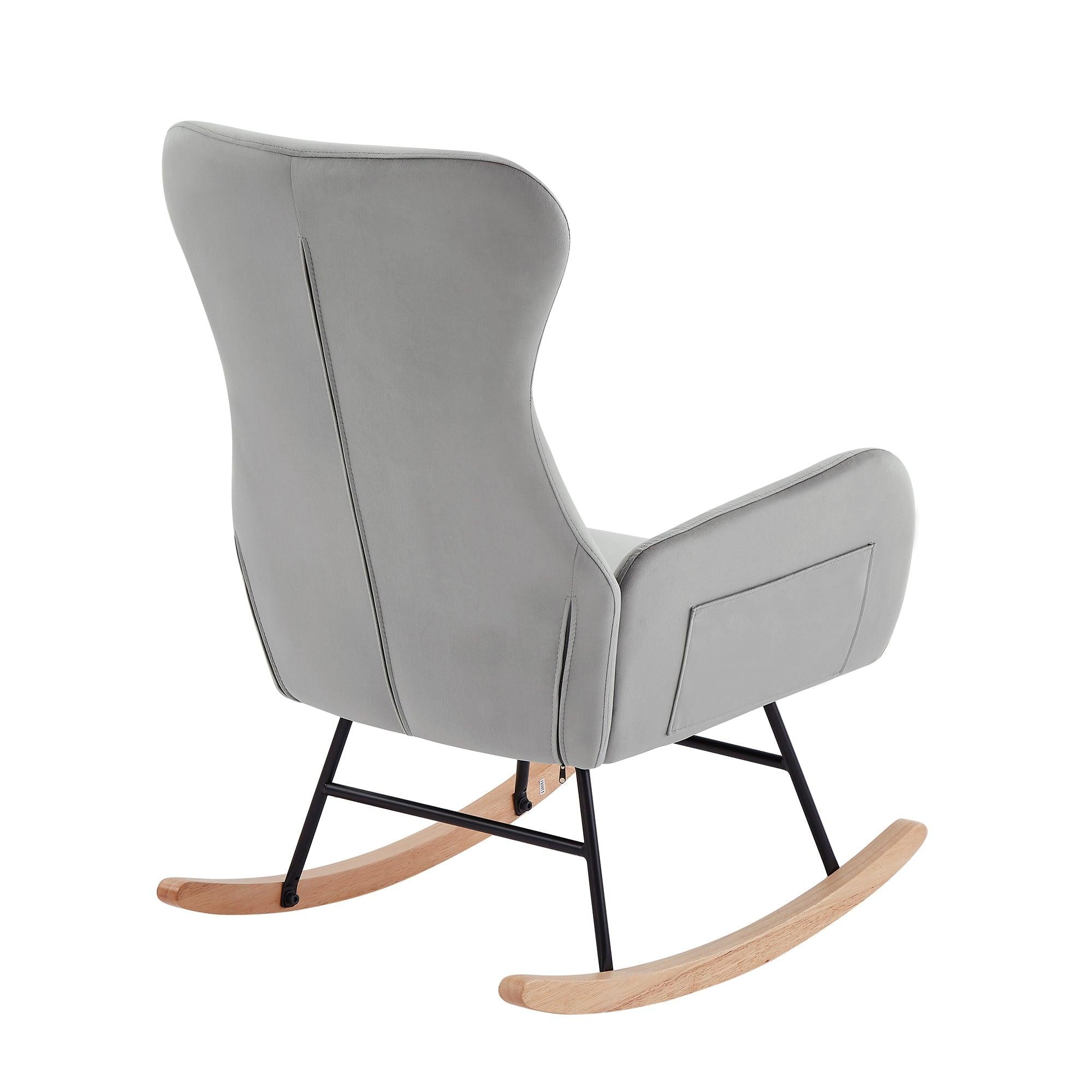 grey velvet rocking chair