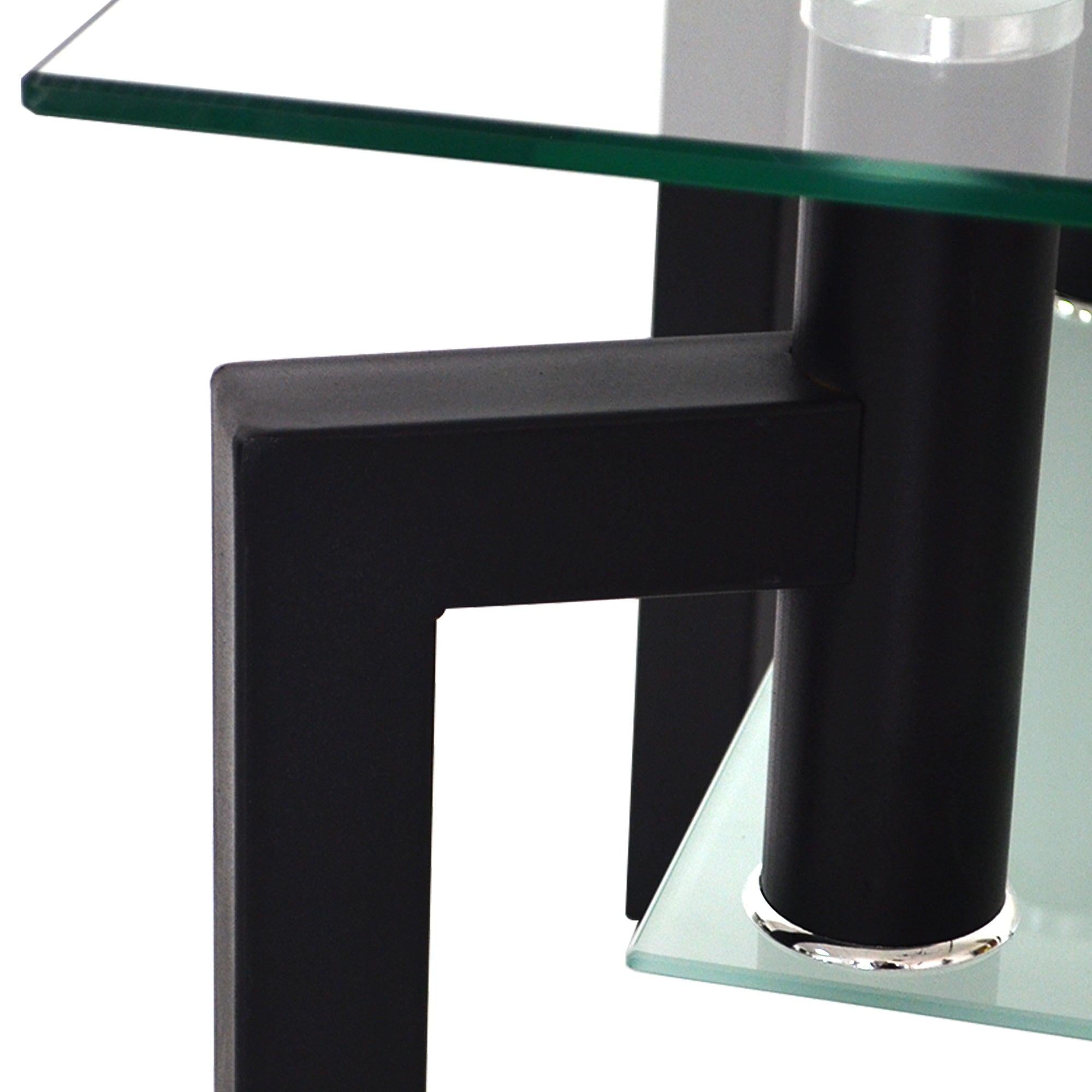 Rectangle Black Glass Coffee Table, Clear Coffee Table，Modern Side Center Tables for Living Room， Living Room Furniture