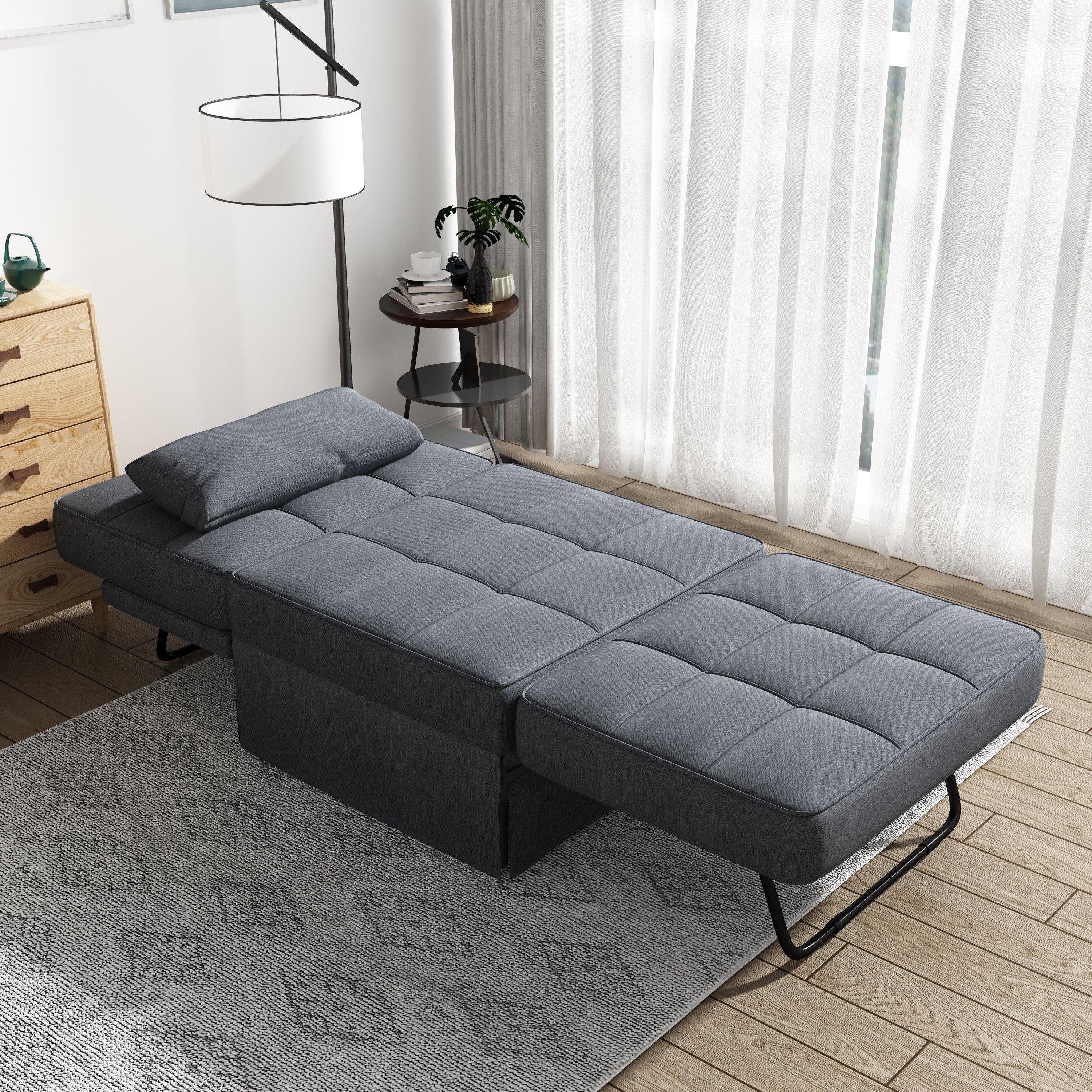 Living Room Bed Room Metal Frame with Dark Grey Upholstery Recliner Bed Ottoman