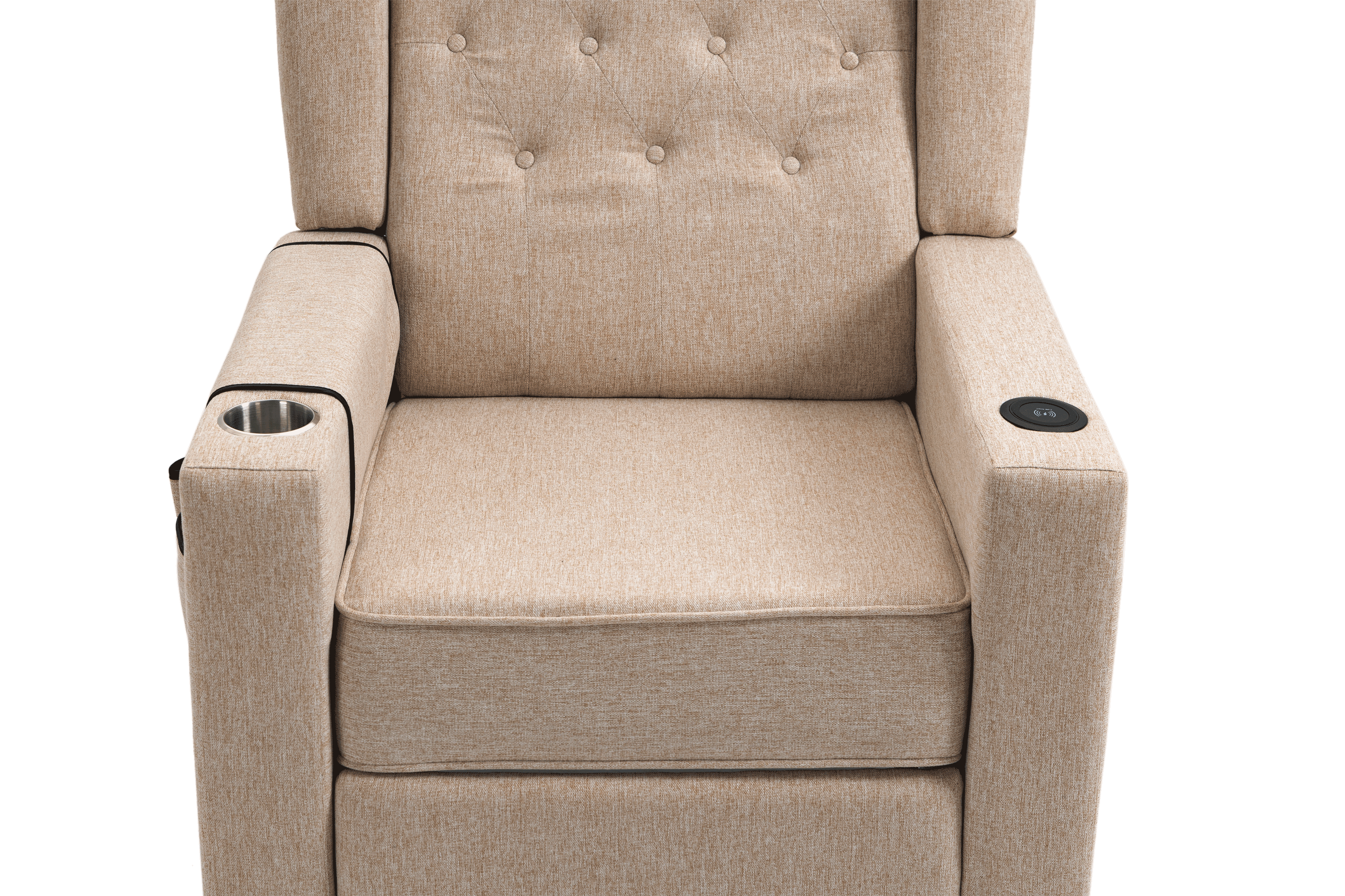 Arm Pushing Recliner Chair,Modern Button Tufted Wingback Push Back Recliner Chair, Living Room Chair Fabric Pushback Manual Single Reclining Sofa Home Theater Seating for Bedroom,Khaki Yelkow