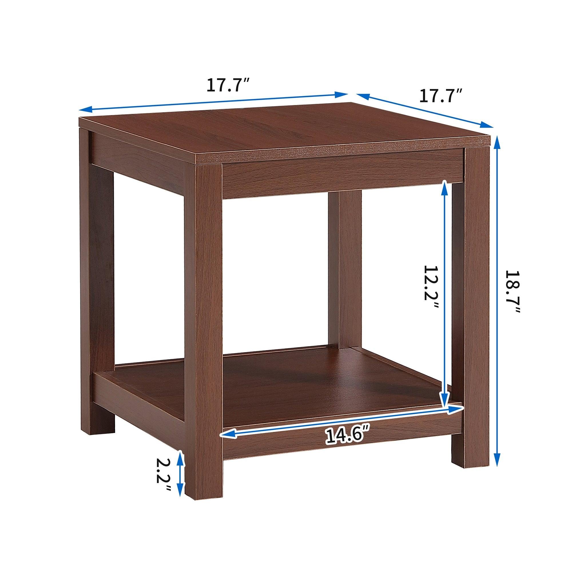 Classic brown Side Table , 2-Tier Small Space End Table ,Modern Night Stand, Sofa table, Side Table withStorage Shelve