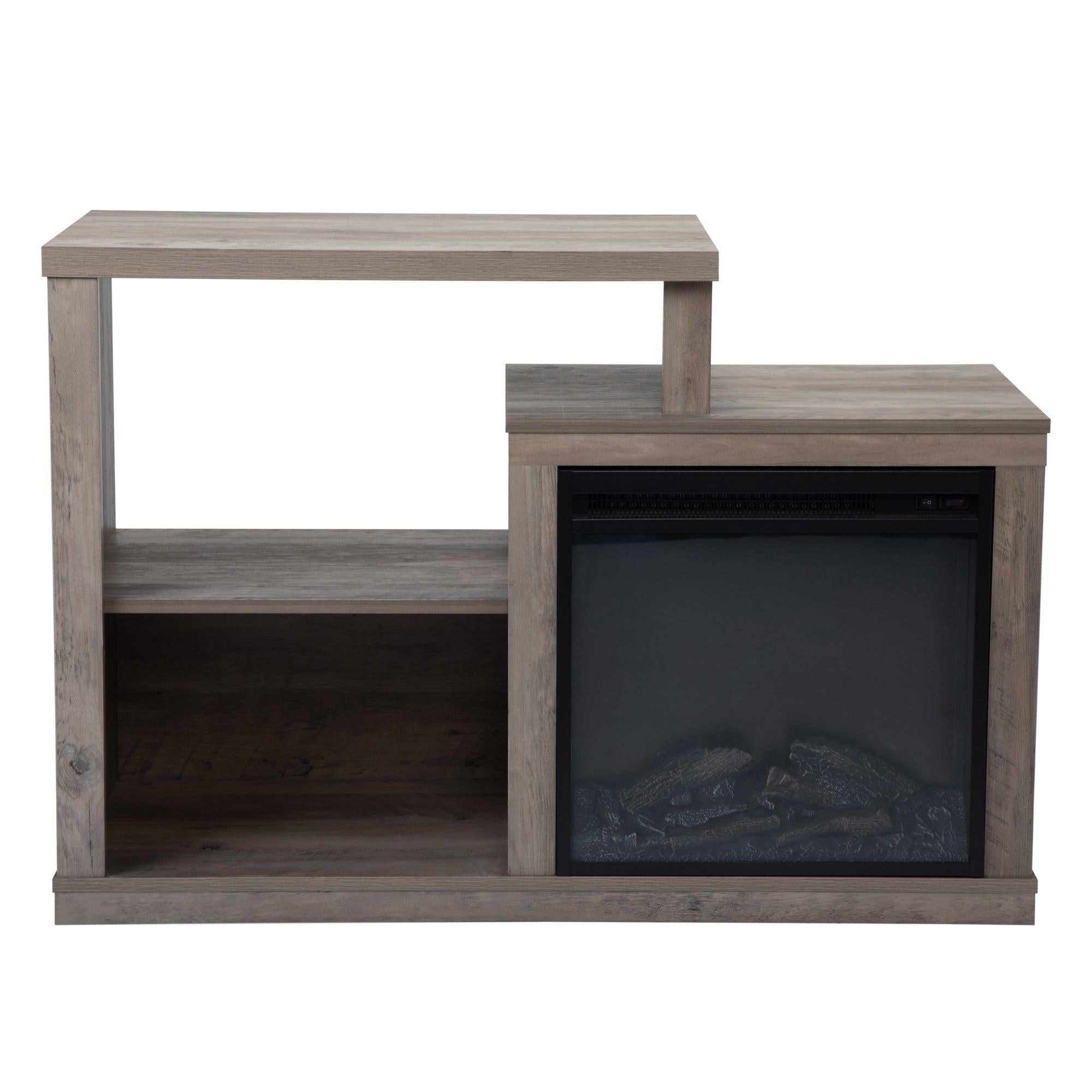 Fireplace TV Stand for TVs Up to 41" Media Entertainment Center Console Table with OpenStorage Shelves, Taupe