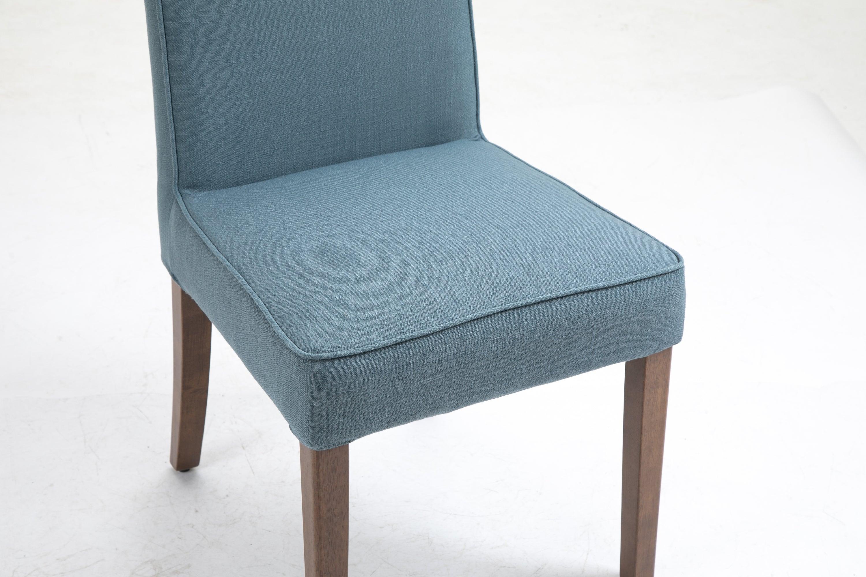 Cover Removable Interchangeable and Washable Blue Linen Upholstered Parsons Chair with Solid Wood Legs 2 PCS