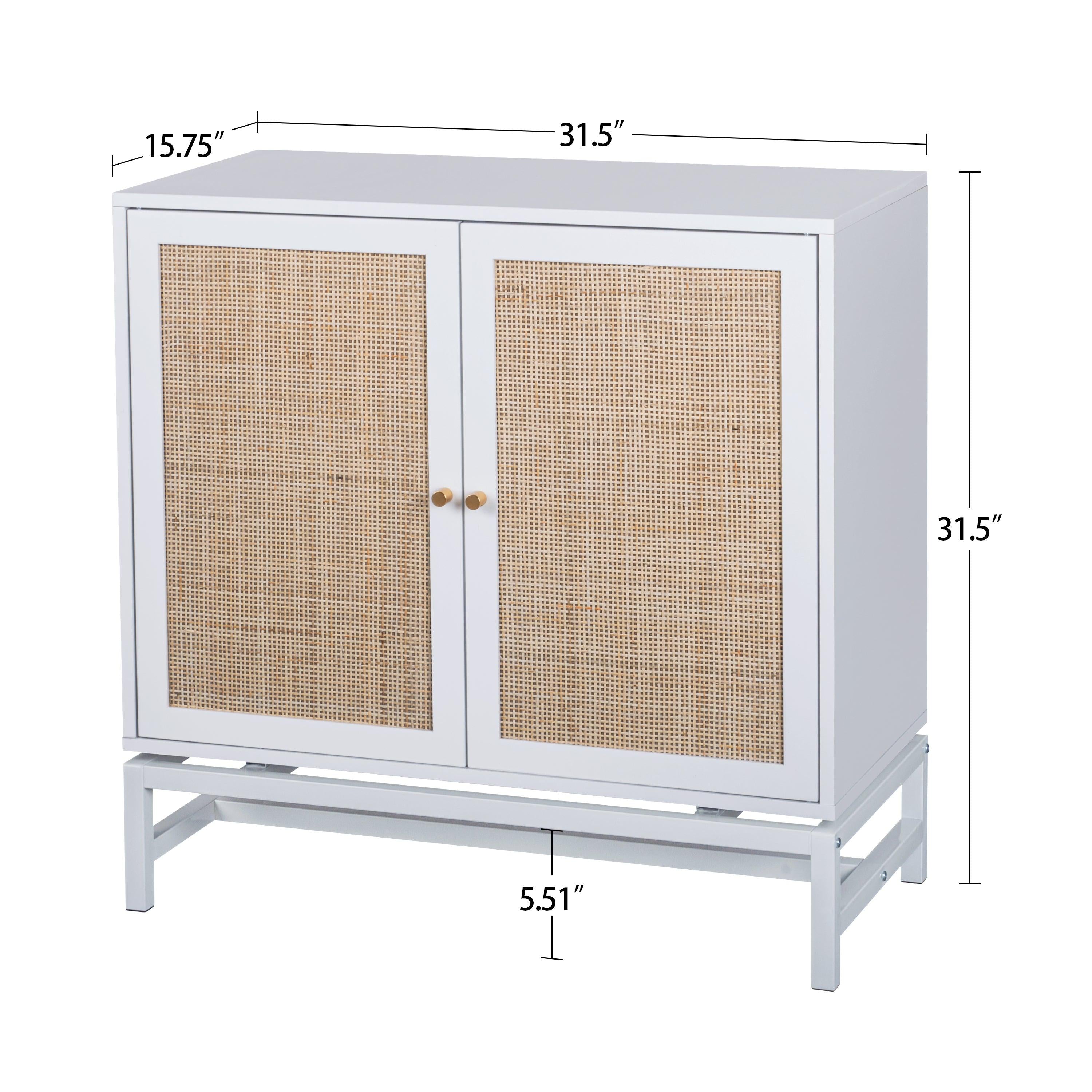 Natural rattan 2 door cabinet，with 1 Adjustable Inner Shelves，rattan，AccentStorage Cabinet