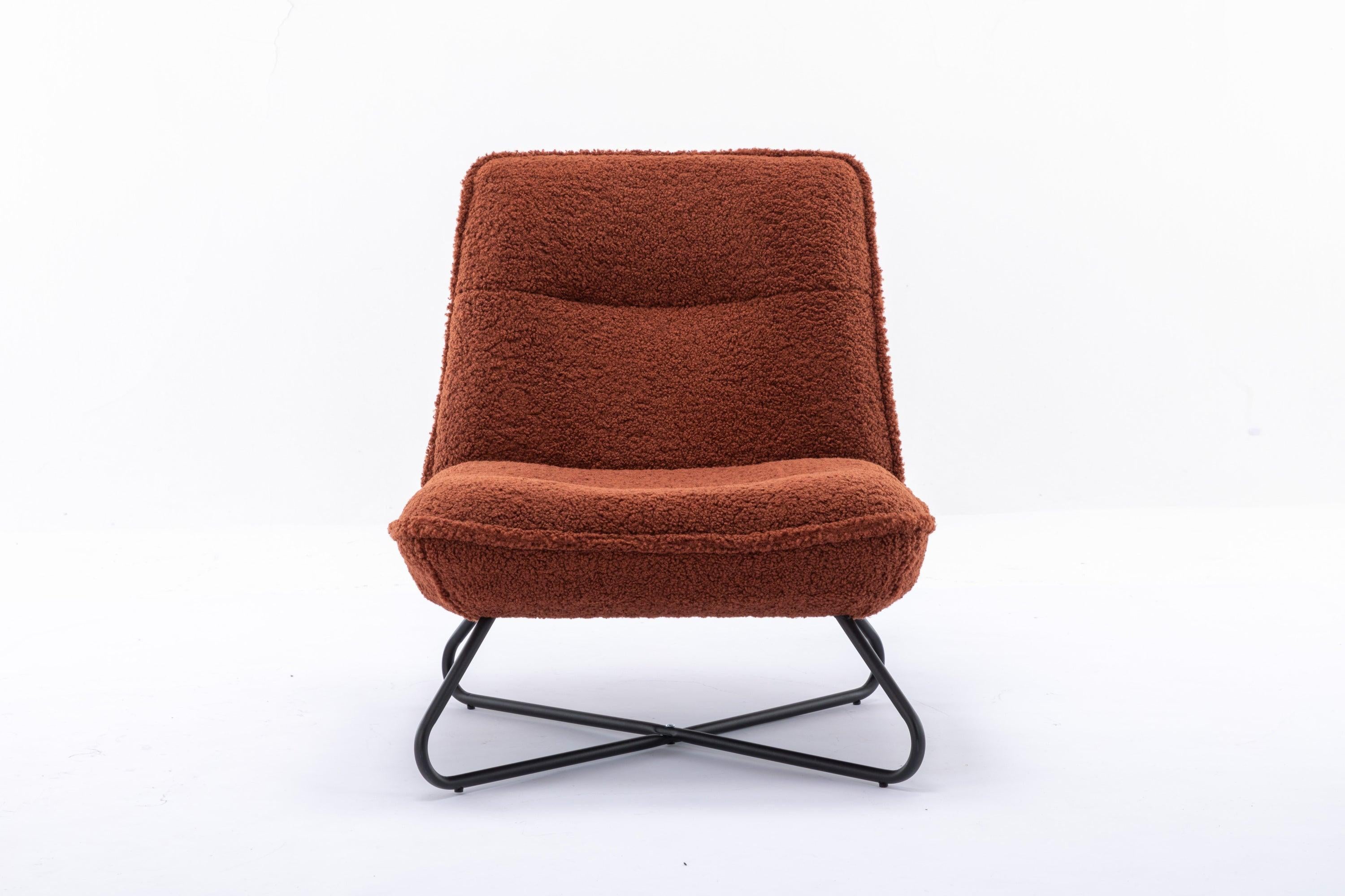 Modern Teddy Fabric Accent Armless Chair For Living room Indoor,Brown