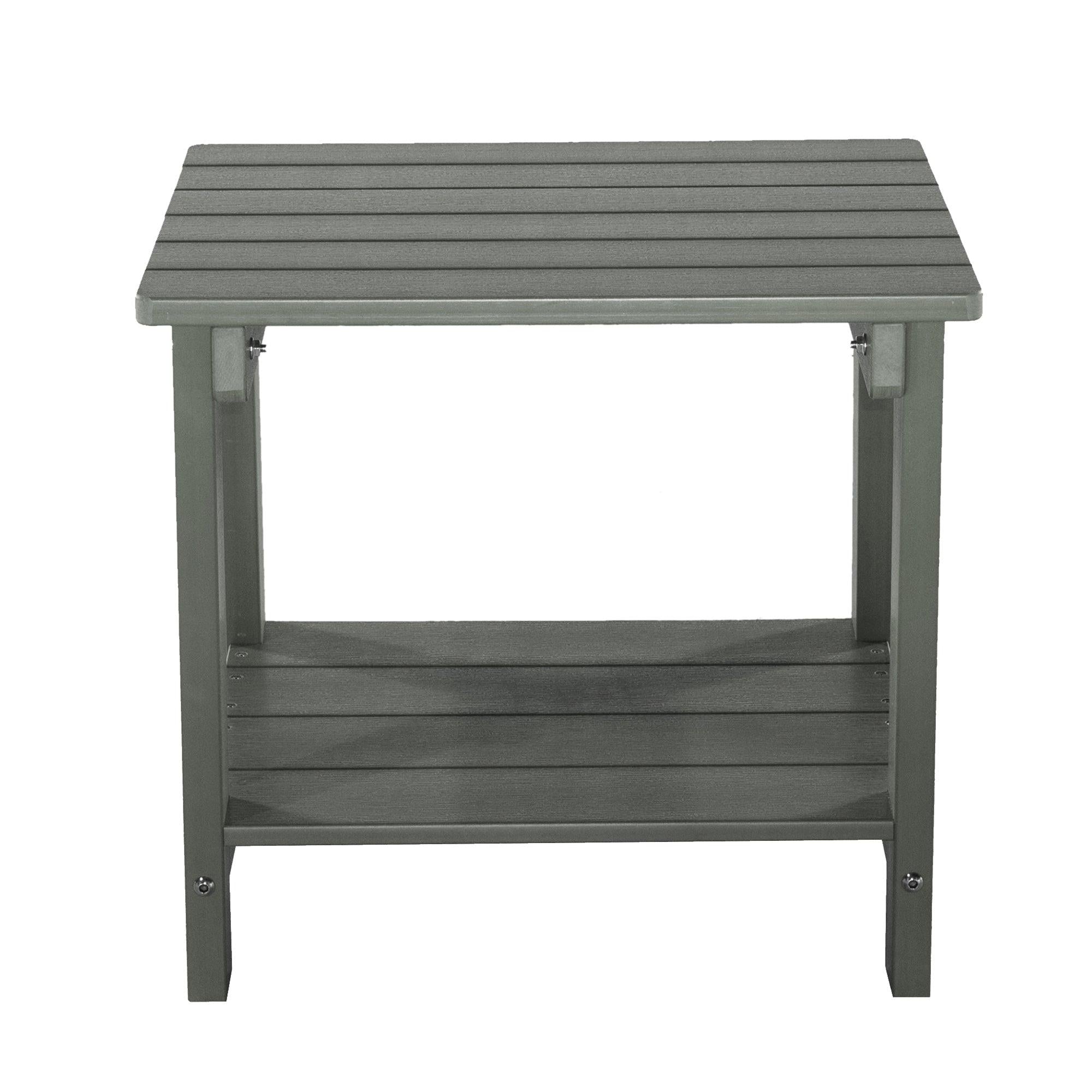 Key West Weather Resistant Outdoor Indoor Plastic Wood End Table, Patio Rectangular Side table, Small table for Deck, Backyards, Lawns, Poolside, and Beaches, Grey