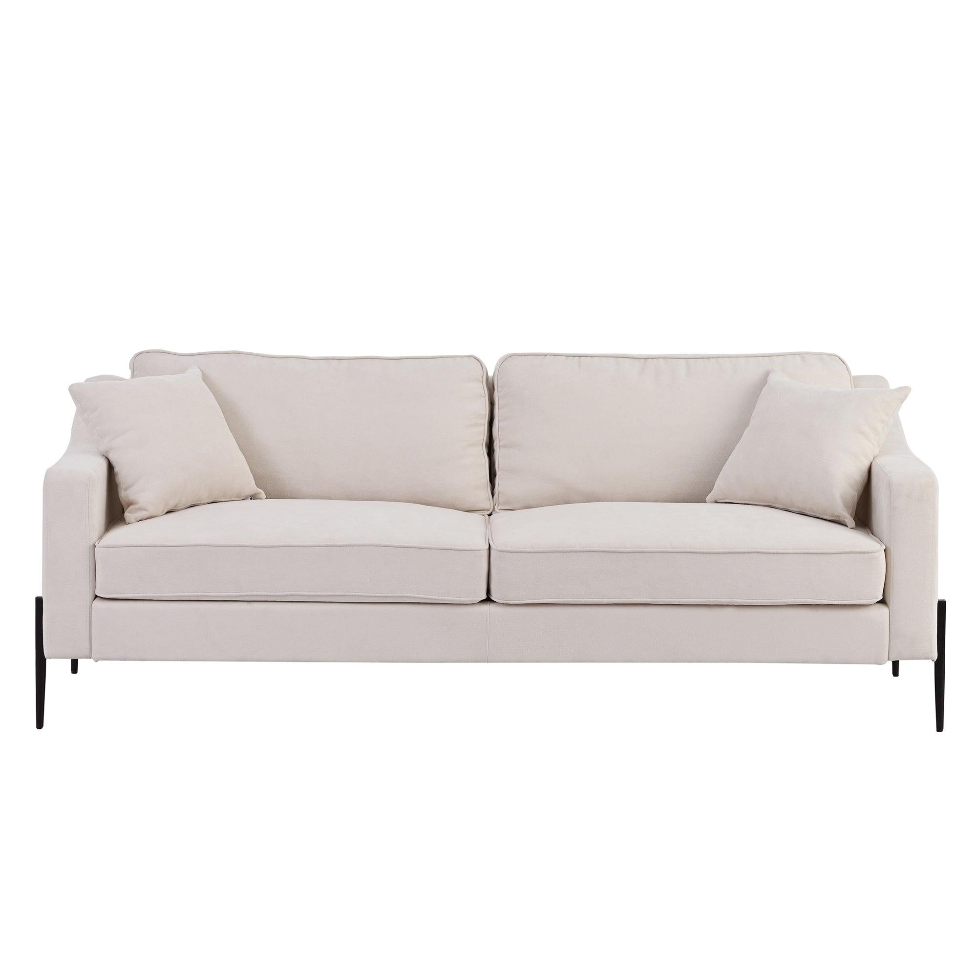 UpholsteredModern Loveseat with Metal Legs – Durable with 2 Pillows, 2-3 People Seat Capacity