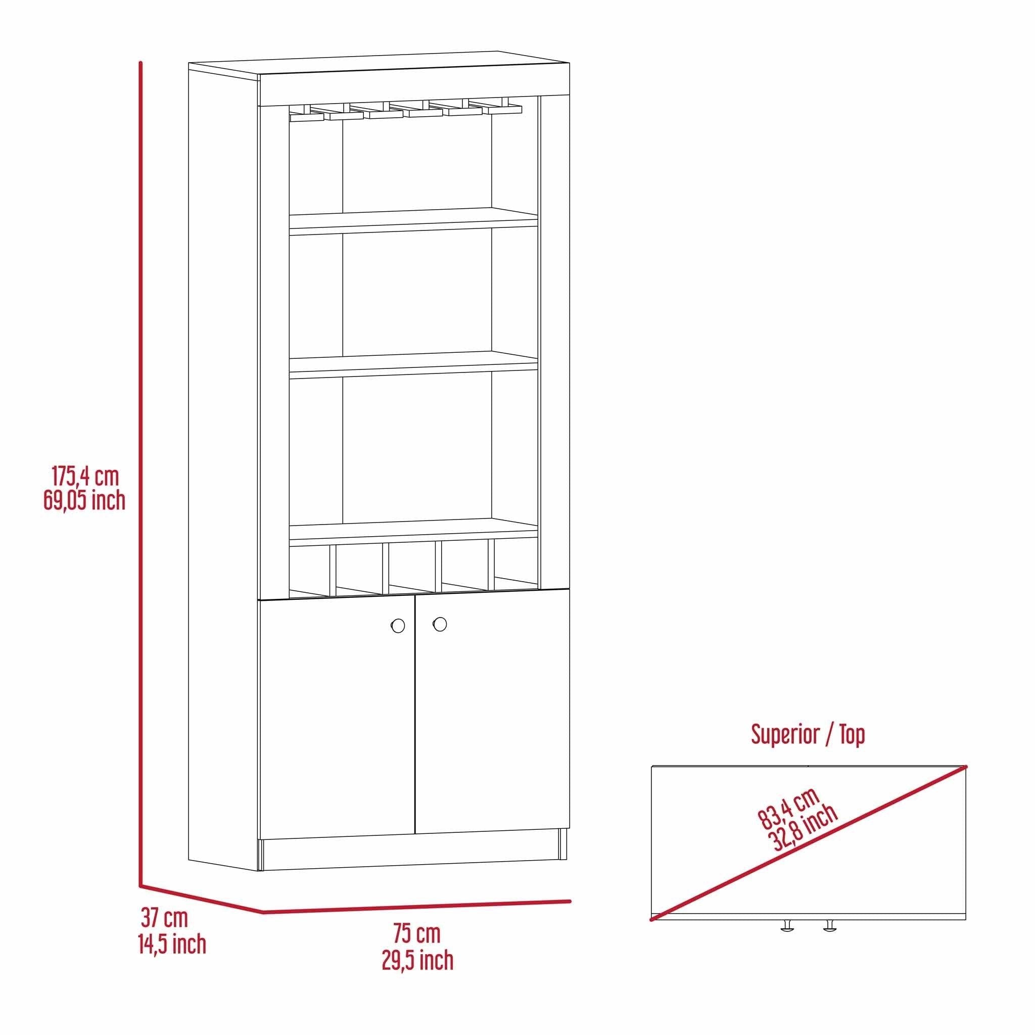 Plympton 3-Shelf Rectangle 5-Bottle Bar Cabinet  Light Gray