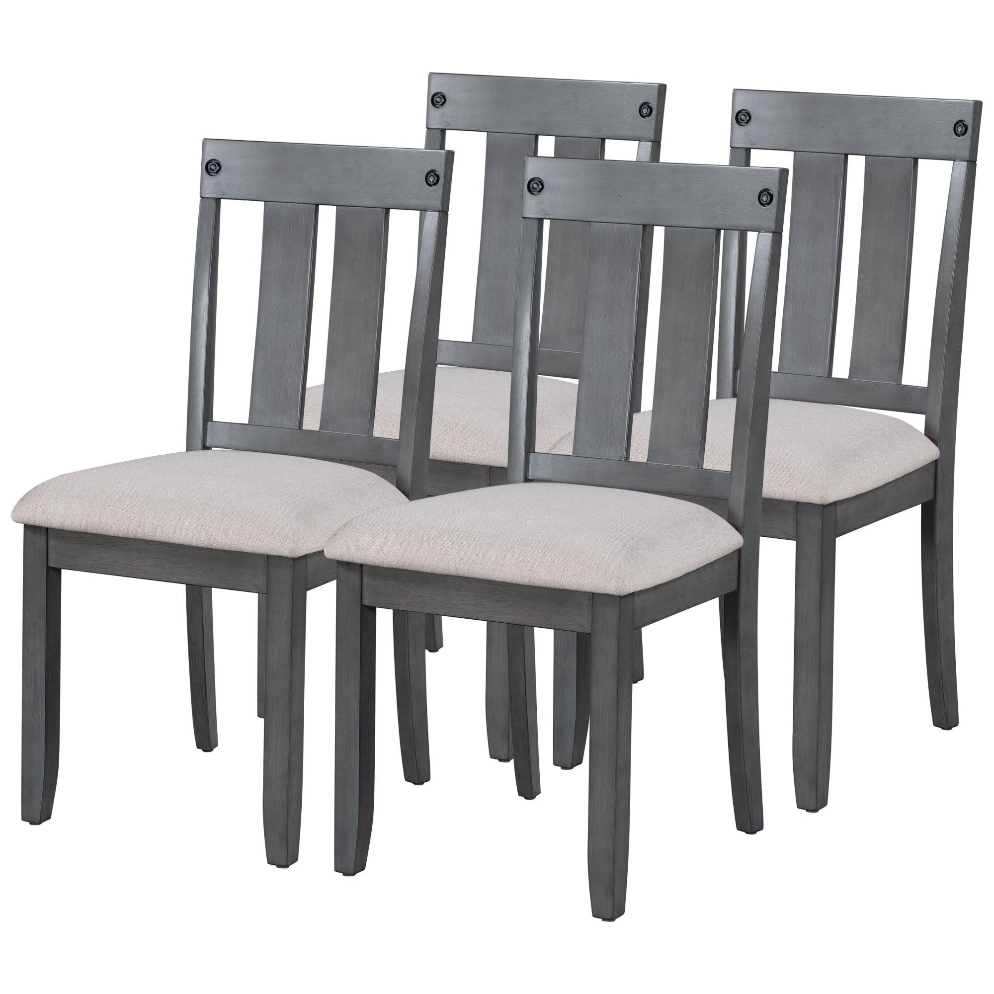 Rustic Farmhouse 6-Piece Wooden Rustic Style Dining Set, Including Table, 4 Chairs & Bench (Gray)