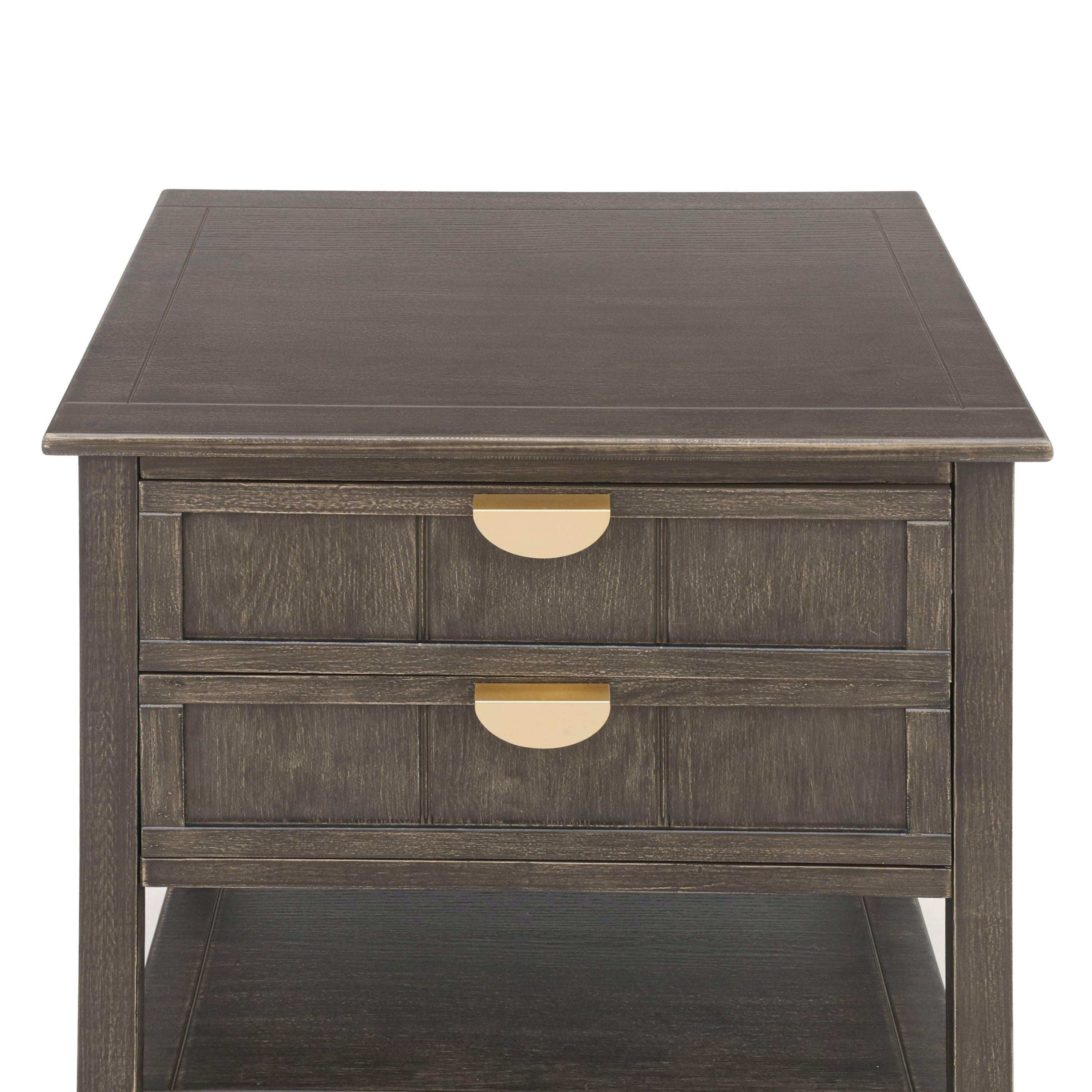 2 Drawer Side table,American style, End table,Suitable for bedroom, living room, study