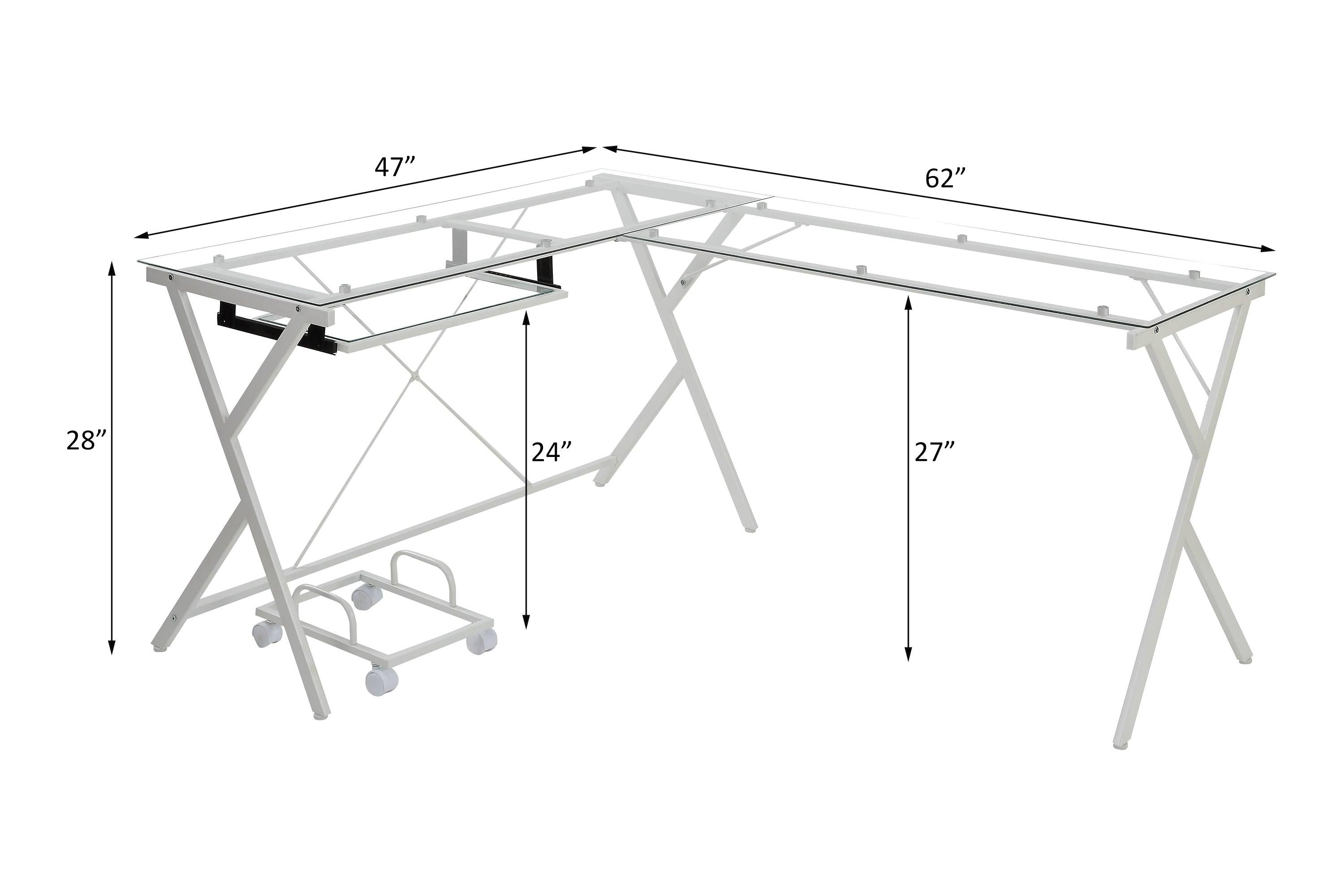 ACME Dazenus Computer Desk in Clear Glass & White Finish OF00048