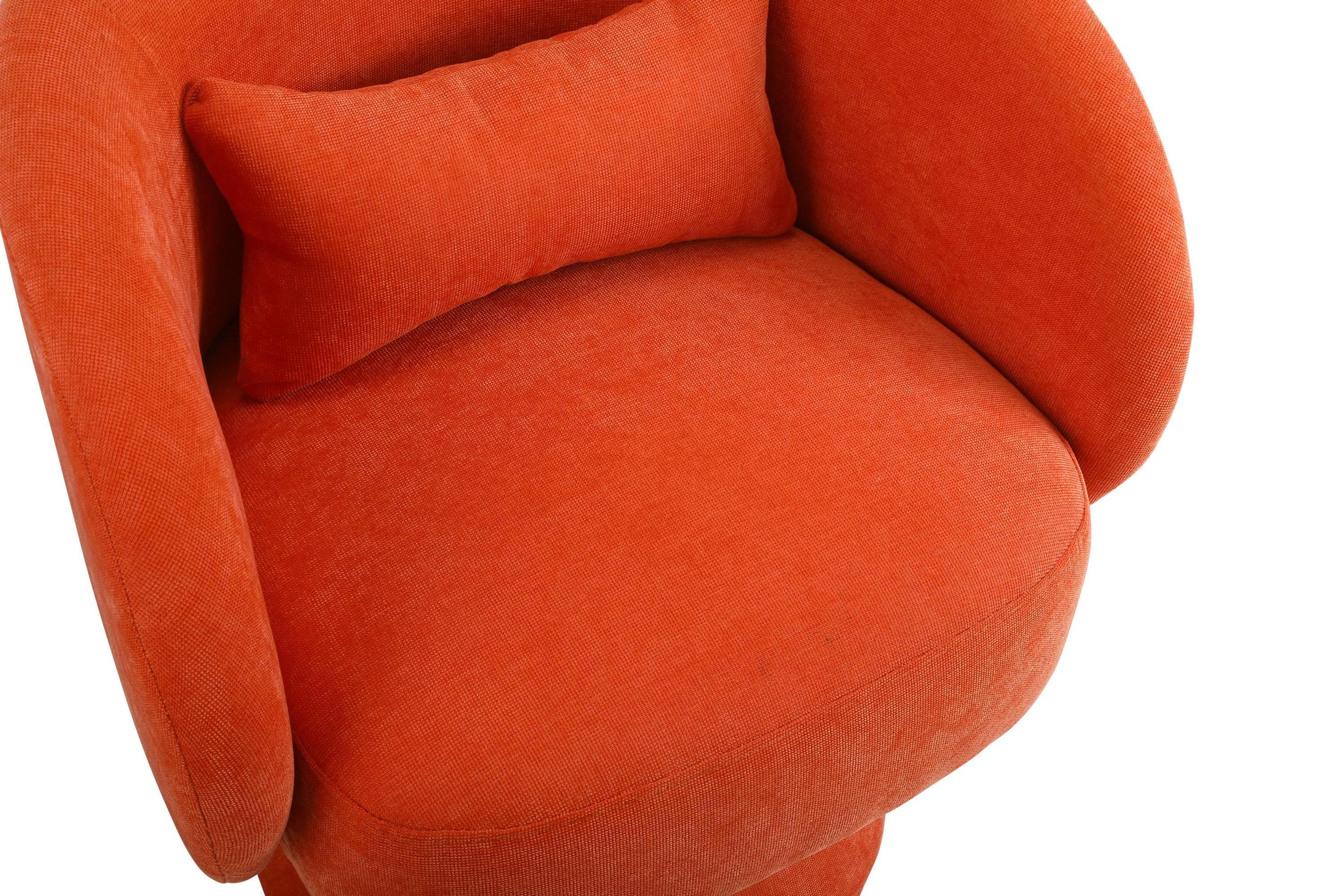 Swivel Accent Chair Armchair, Round Barrel Chair in Fabric for Living Room Bedroom(Orange)