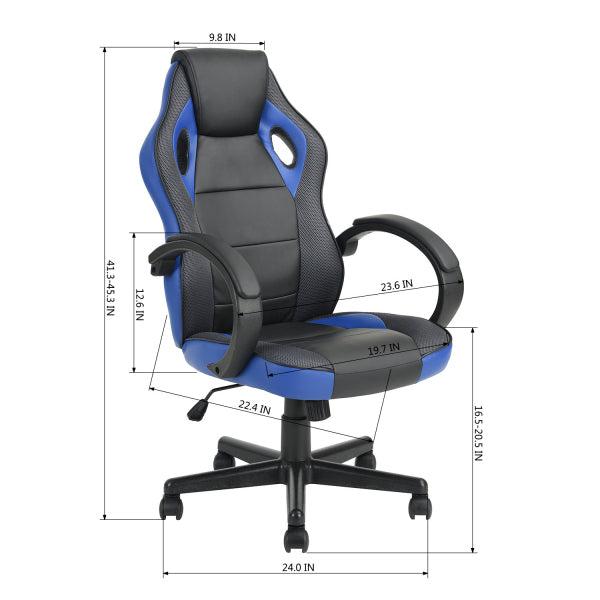 Gaming Office Chair with Fabric Adjustable Swivel, BLACK AND BLUE