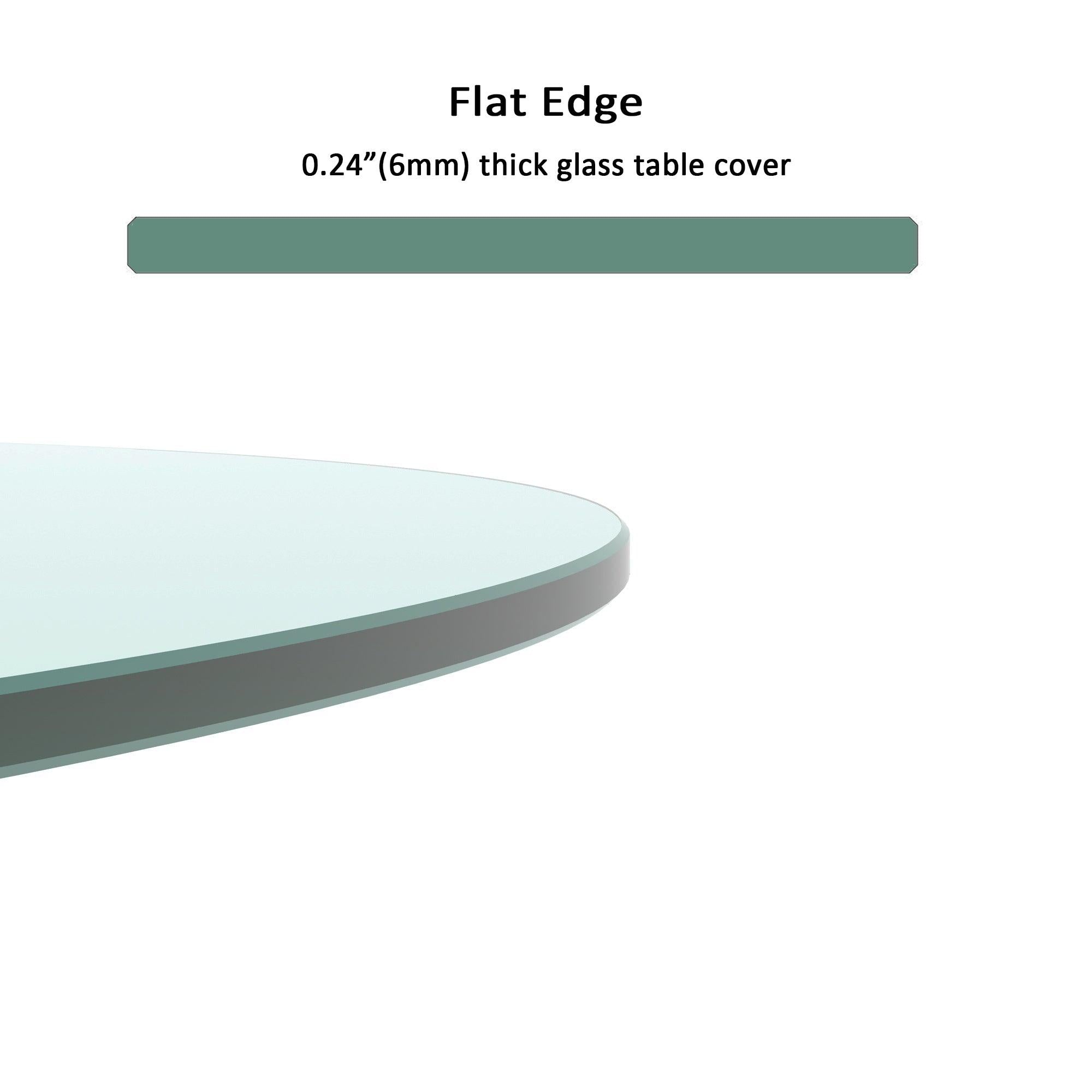 24" Inch Round Tempered Glass Table Top Clear Glass 1/4" Inch Thick Flat Polished Edge