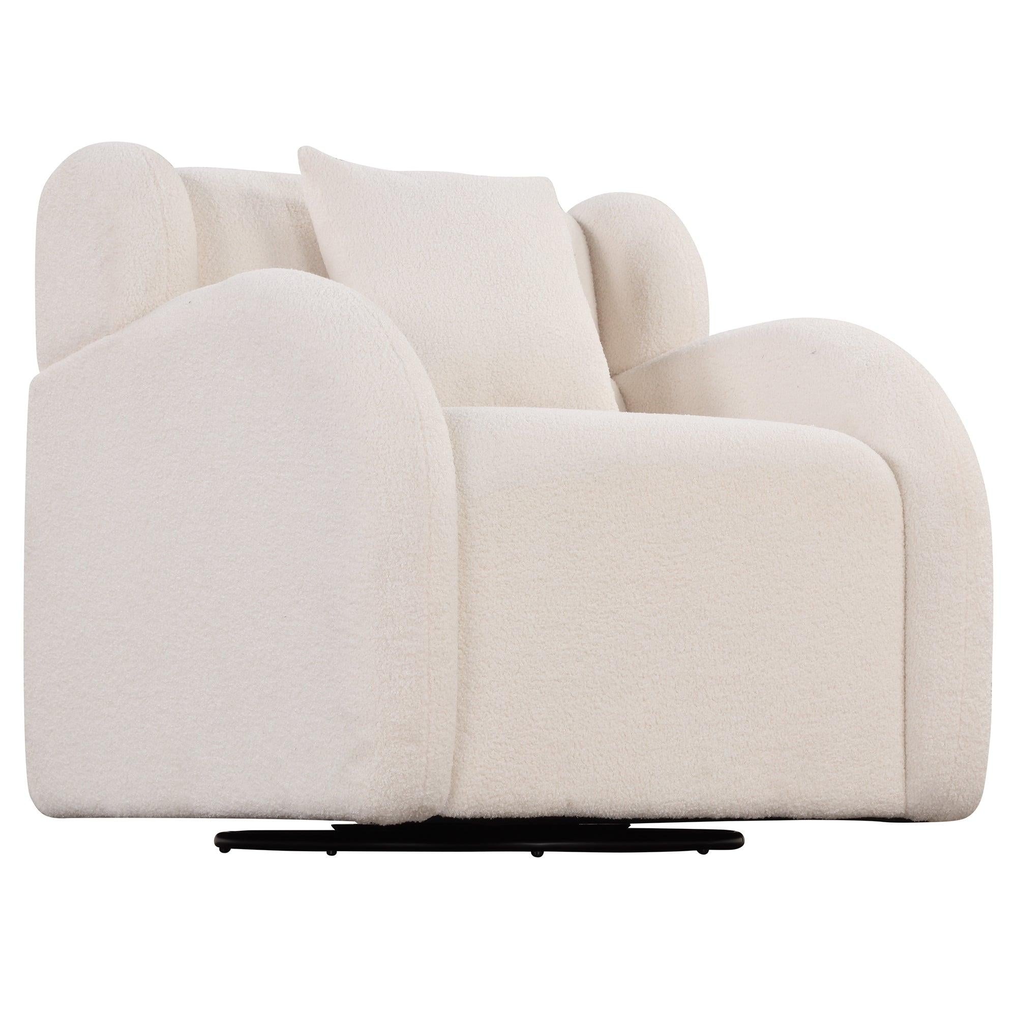 Swivel Accent Chair with Ottoman, Teddy Short Plush Particle Velvet Armchair,360 Degree Swivel Barrel Chair with footstool for Living Room, Hotel, Bedroom, Office, Lounge,White