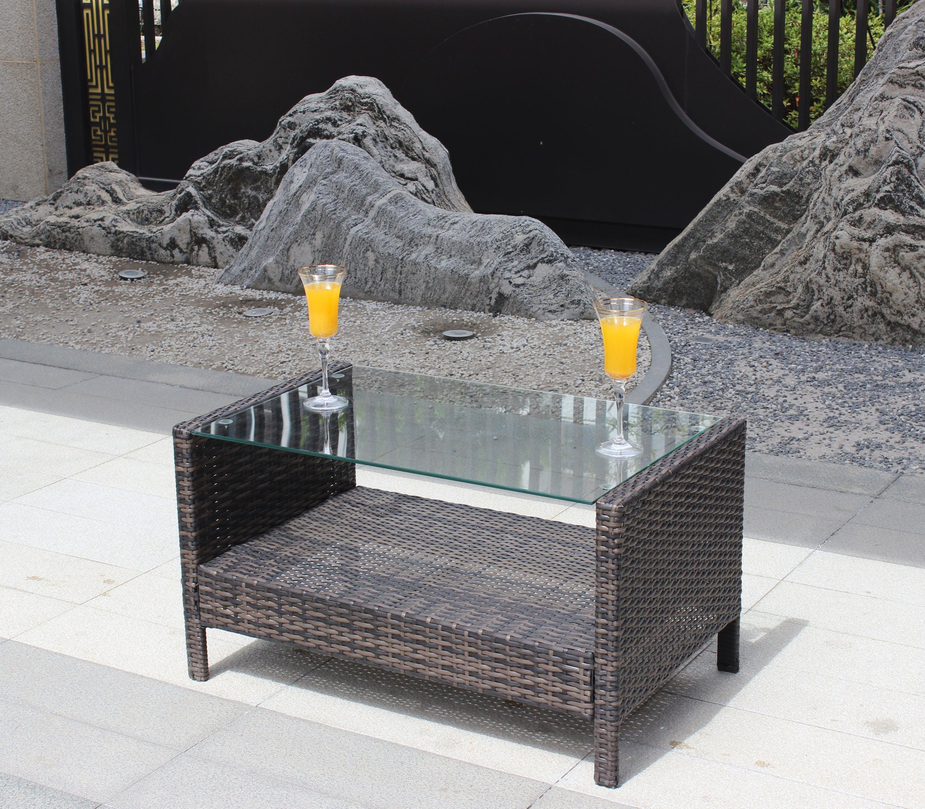 Outdoor patio Furniture  Coffee Table with clear tempered glass