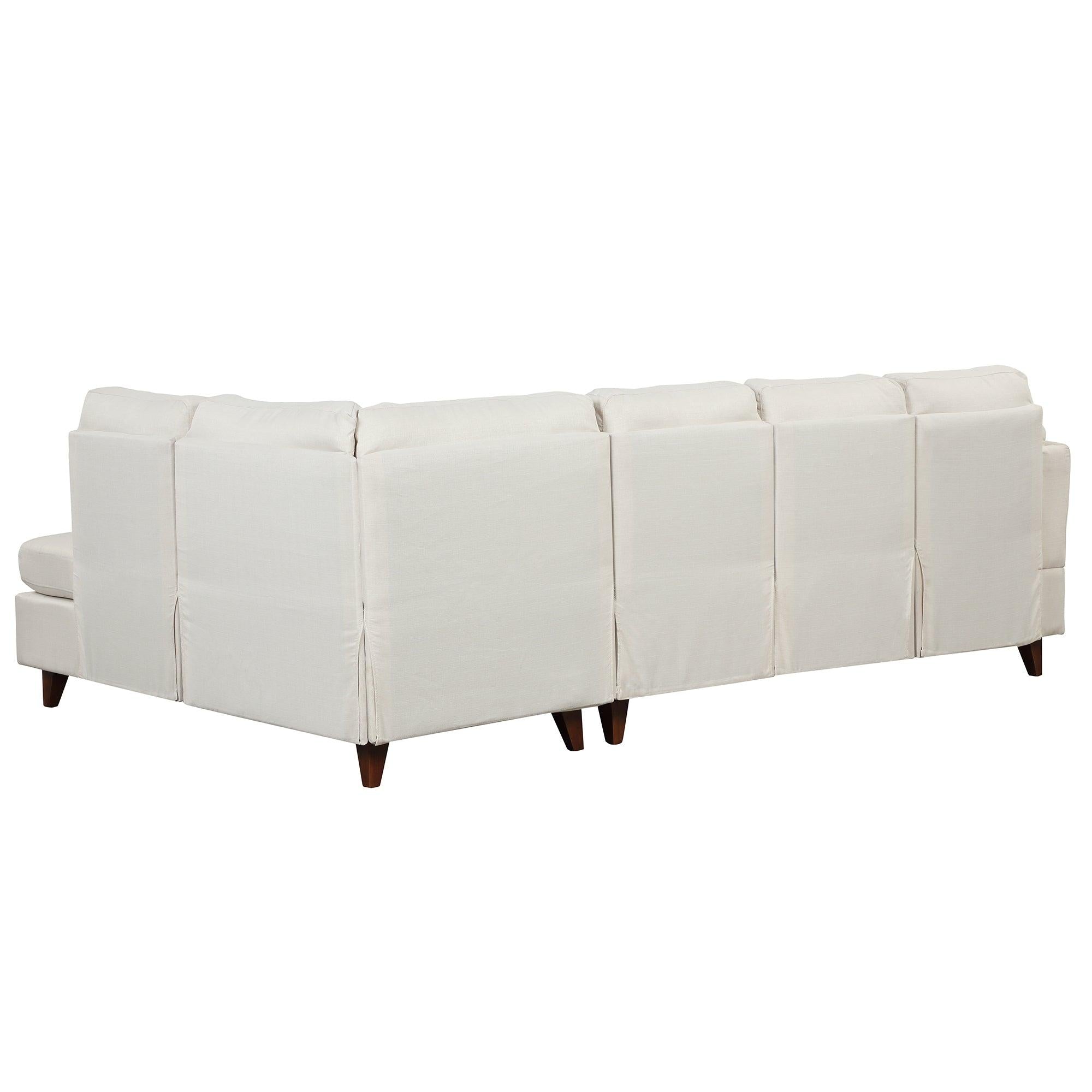 97.2"Modern Linen Fabric Sofa, L-Shape Couch with Chaise Lounge,Sectional Sofa with one Lumbar Pad,Beige