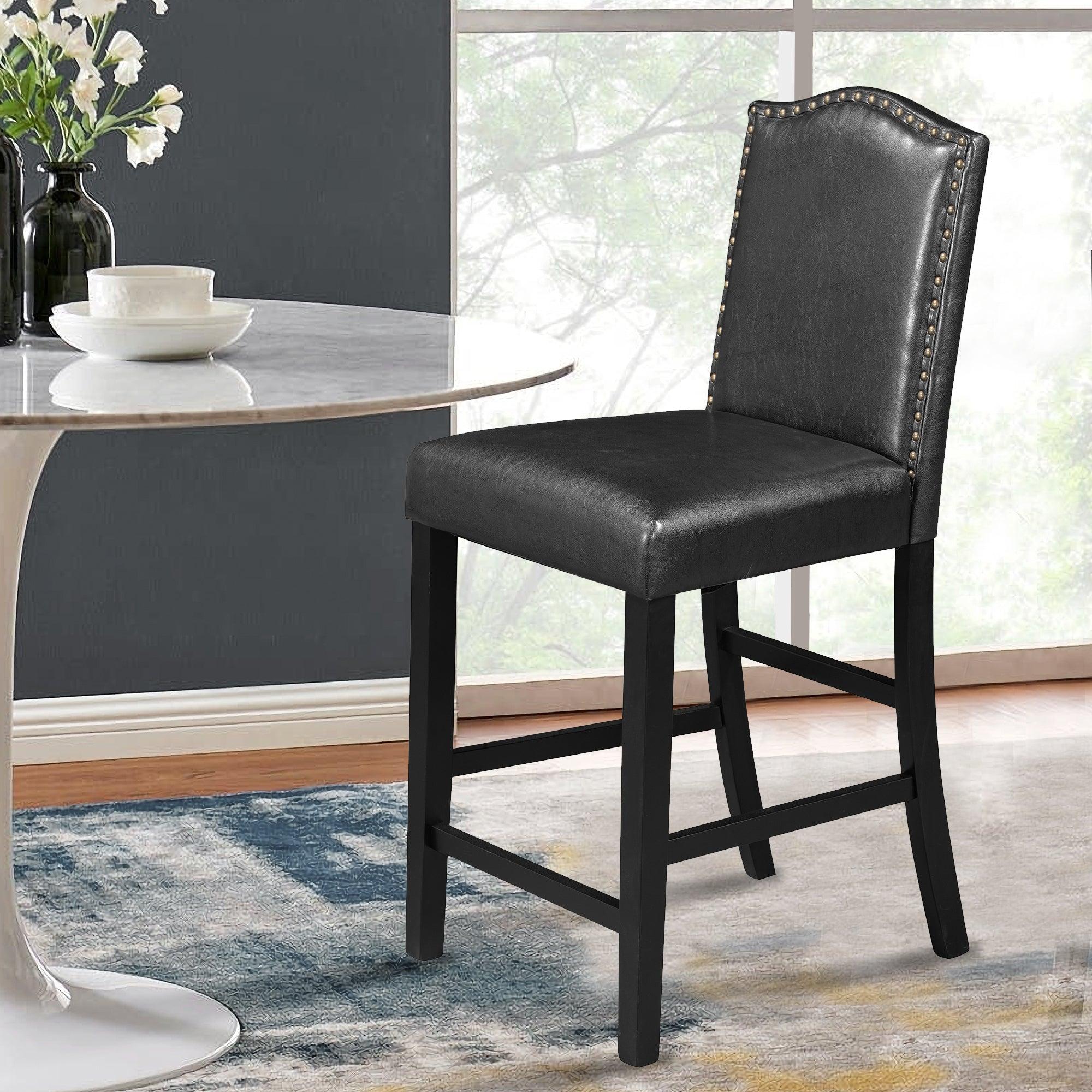 5 Piece Dining Set with Matching Chairs and Bottom Shelf for Dining Room, Black Chair+Gray Table