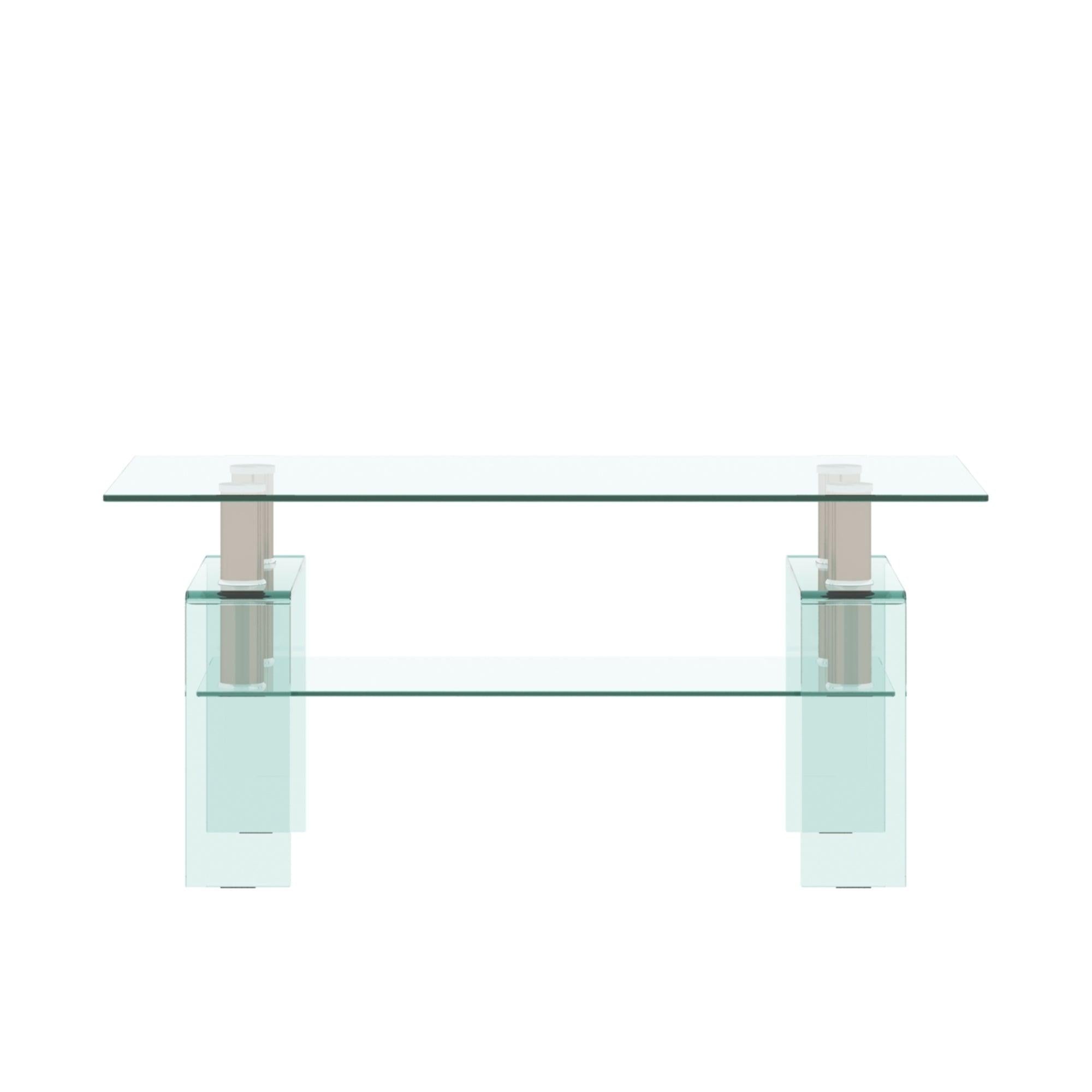 39.37'' Tempered Glass Coffee Table Clear Table Transparent  Coffee Table for Room